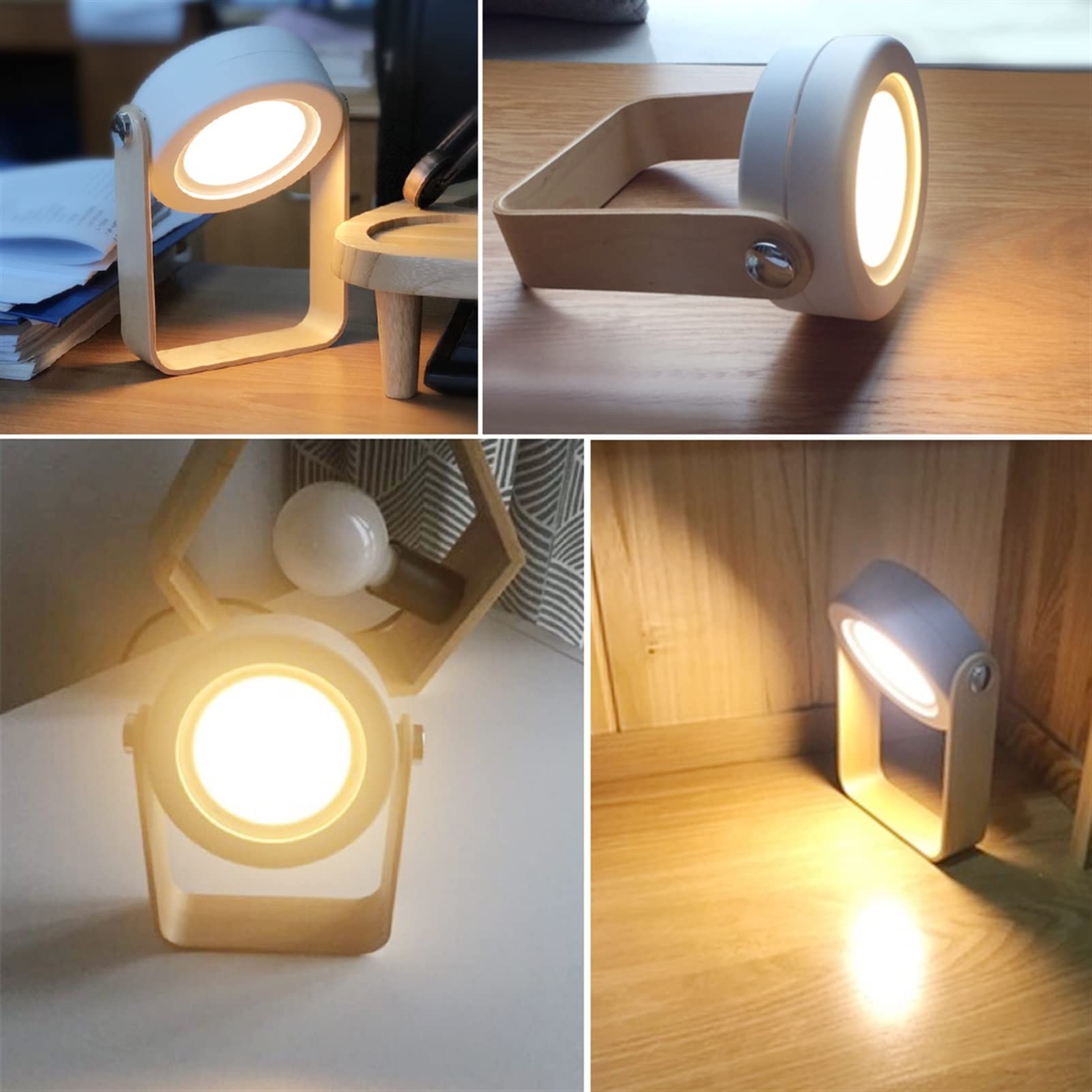 Foldable LED Table Lamp with USB Rechargeable Battery & Touch Dimmer - Portable Bedside Reading Light, Desk Lamp for Home Office, Farmhouse Decor (Gray, Warm White) | Perfect for Night Reading, Camping & Emergency Lighting