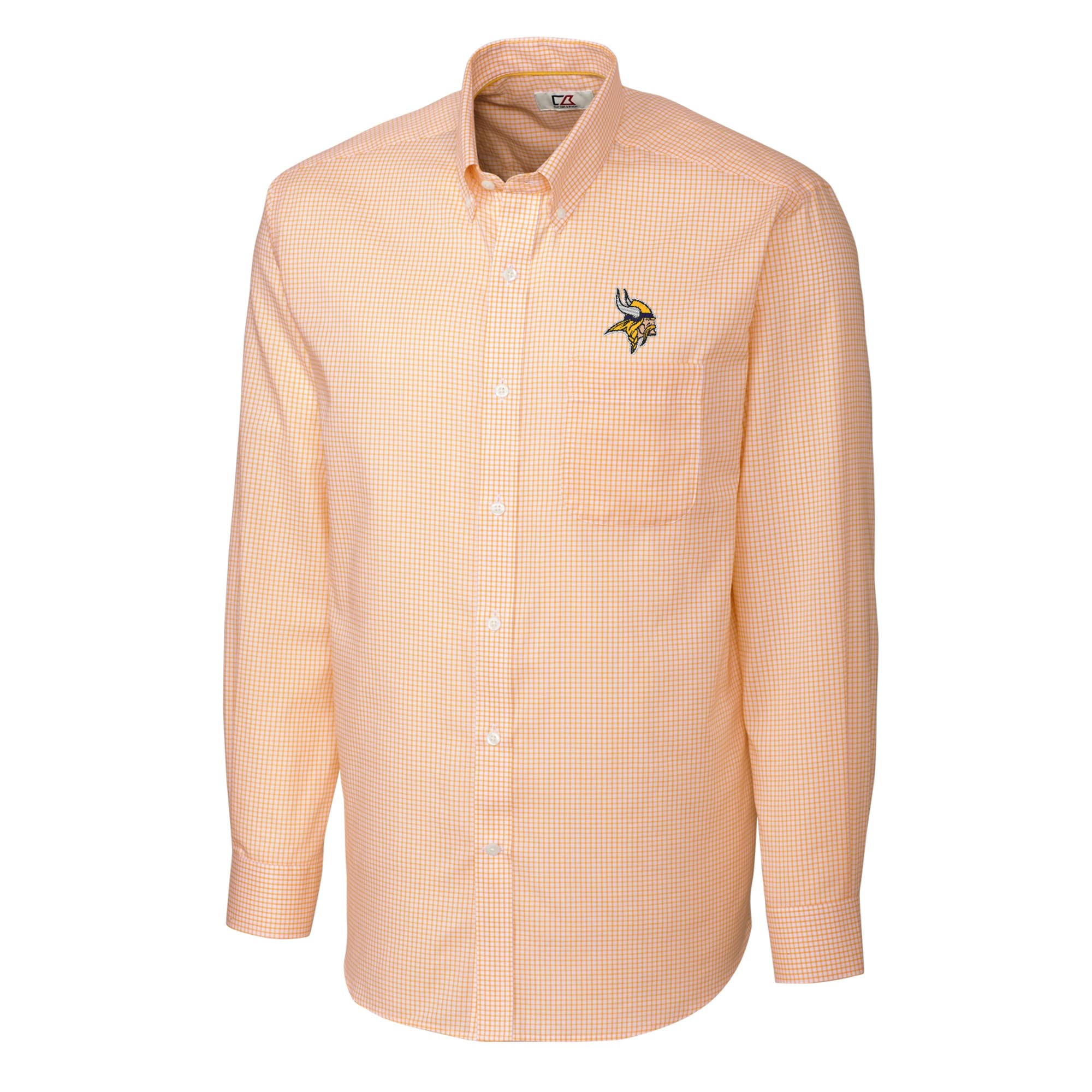 Cutter & Buck Men's NFL Big & Tall Long Sleeve Button Down Shirt - Easy Care Tattersall Plaid for Football Fans & Office Wear