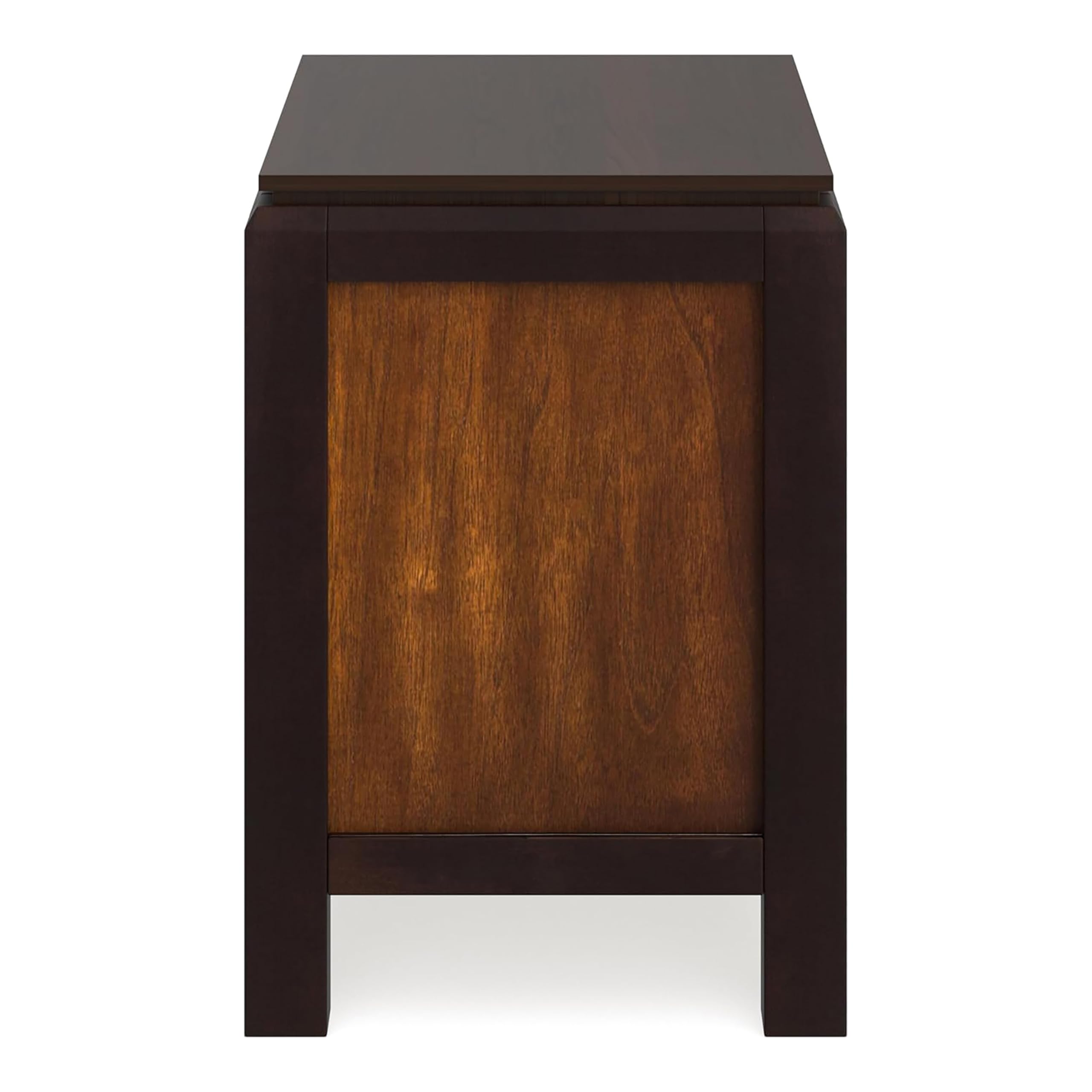 24/7 Shop at Home Petra 2-Drawer Nightstand - Solid Walnut Wood Bedside Table with Storage for Bedroom, Living Room & Office - Perfect for Small Spaces & Apartment Decor