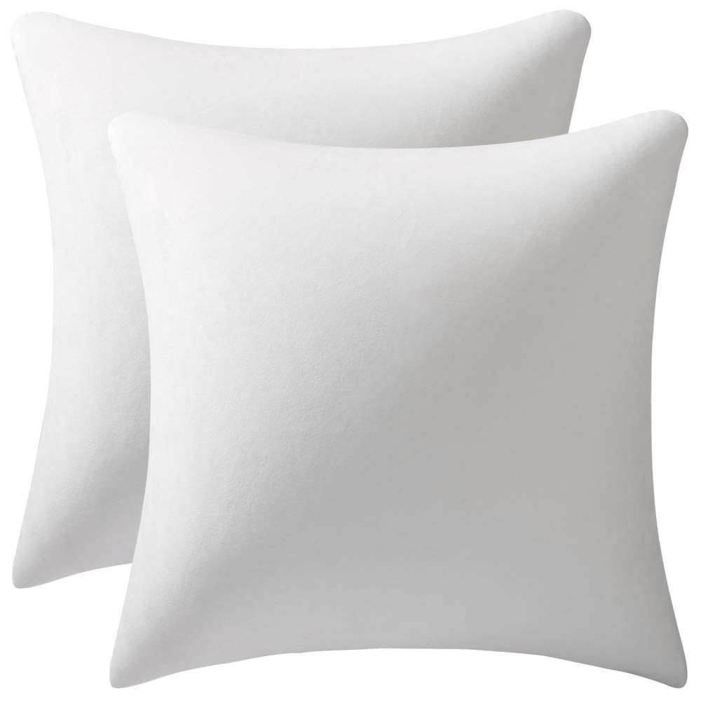 DEZENE 26x26 Inch Velvet Euro Pillow Covers Set of 2 - Soft Oversized Square Couch Pillow Shams for Living Room Sofa & Bed Decor - Cozy Home Accent (White) | Perfect for Modern Home Styling and Comfortable Lounging