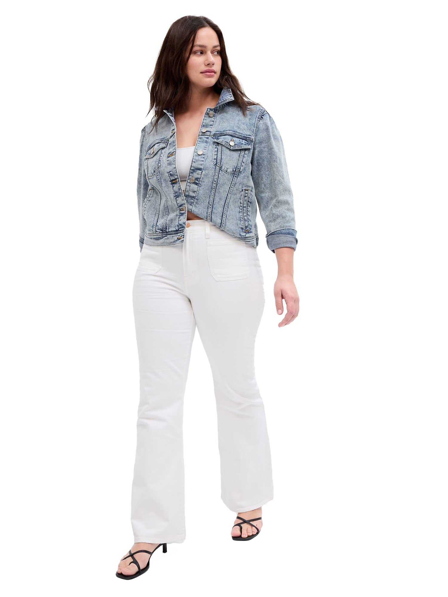 GAP Women's High Rise Flare Denim Jeans - Vintage 70s Style Stretch Bootcut Pants for Casual Wear & Date Night Outfits