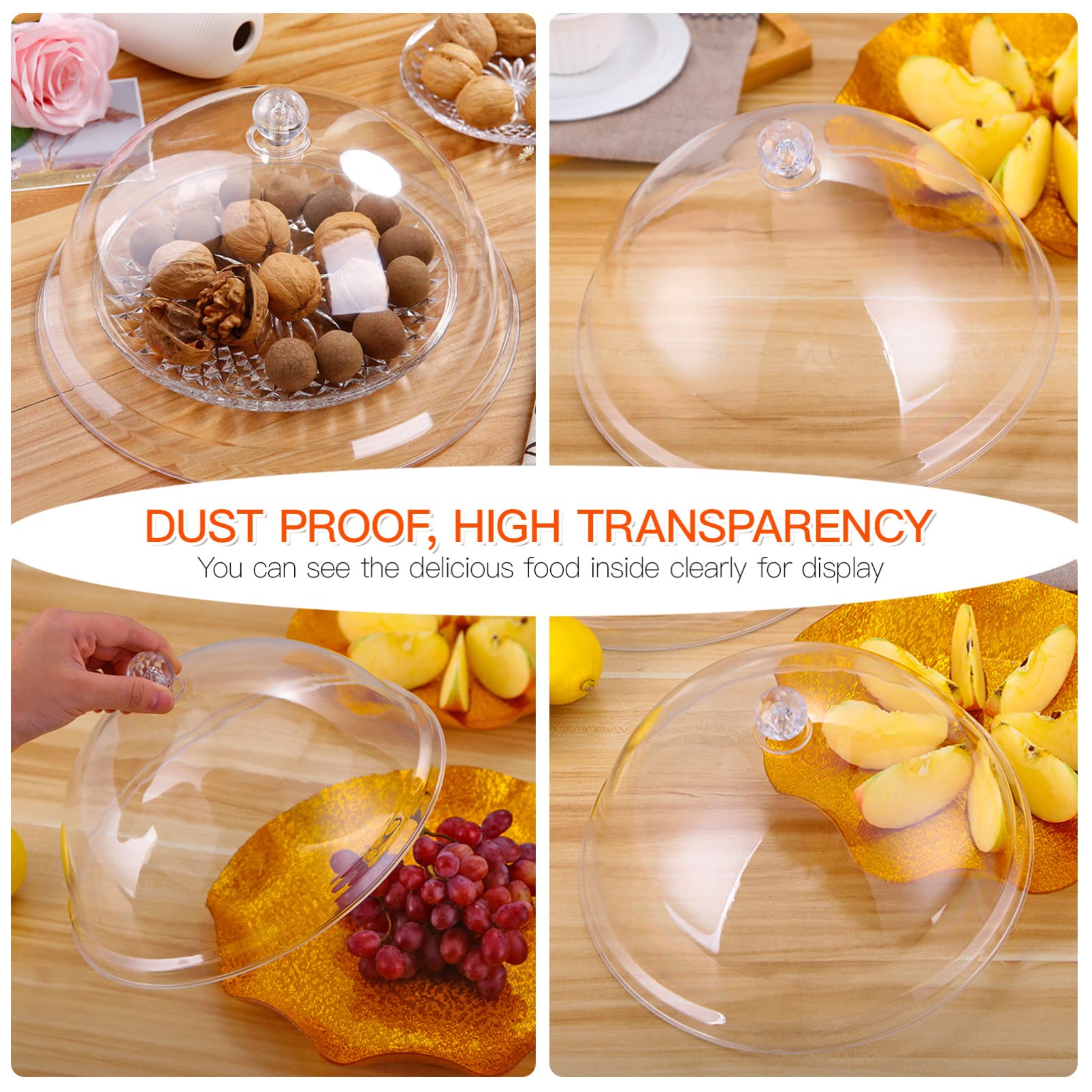 BESTonZON 8.5 Inch Clear Acrylic Cake Dome Cover - Round Food Display Cloche for Cakes, Desserts & Pastries - Perfect for Kitchen, Bakery, Party Serving & Display