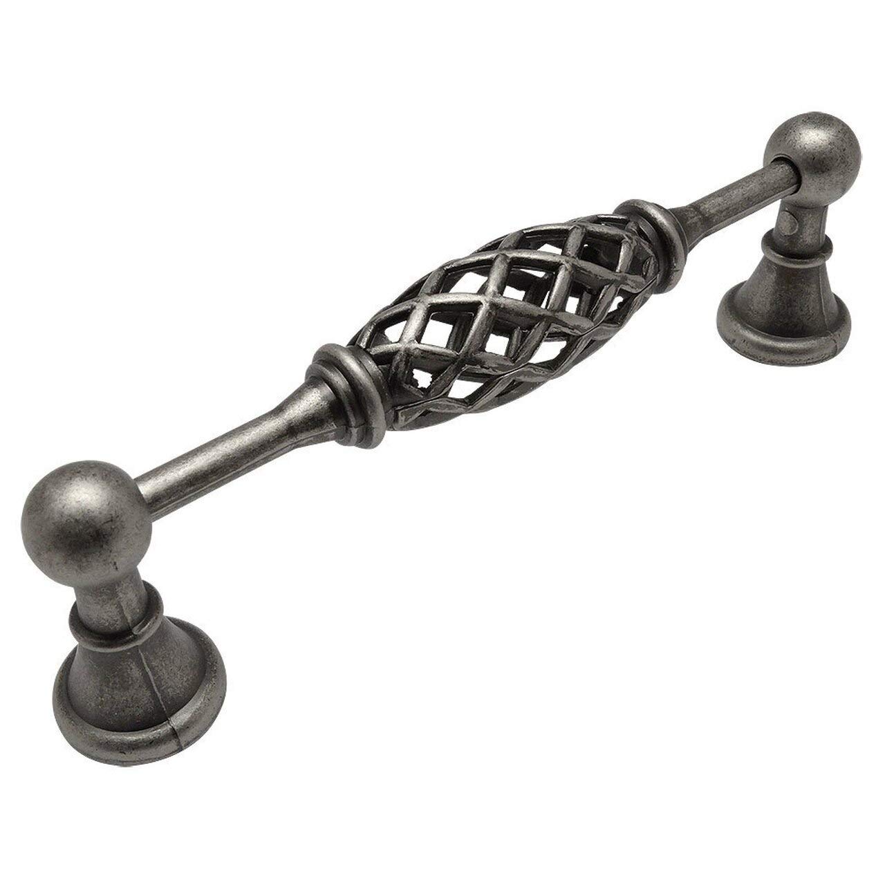 Cosmas 1749-5WN Weathered Nickel Cabinet Handles 15 Pack - 5 Inch (128mm) Center to Center - Vintage Birdcage Drawer Pulls for Kitchen, Bathroom & Furniture Restoration