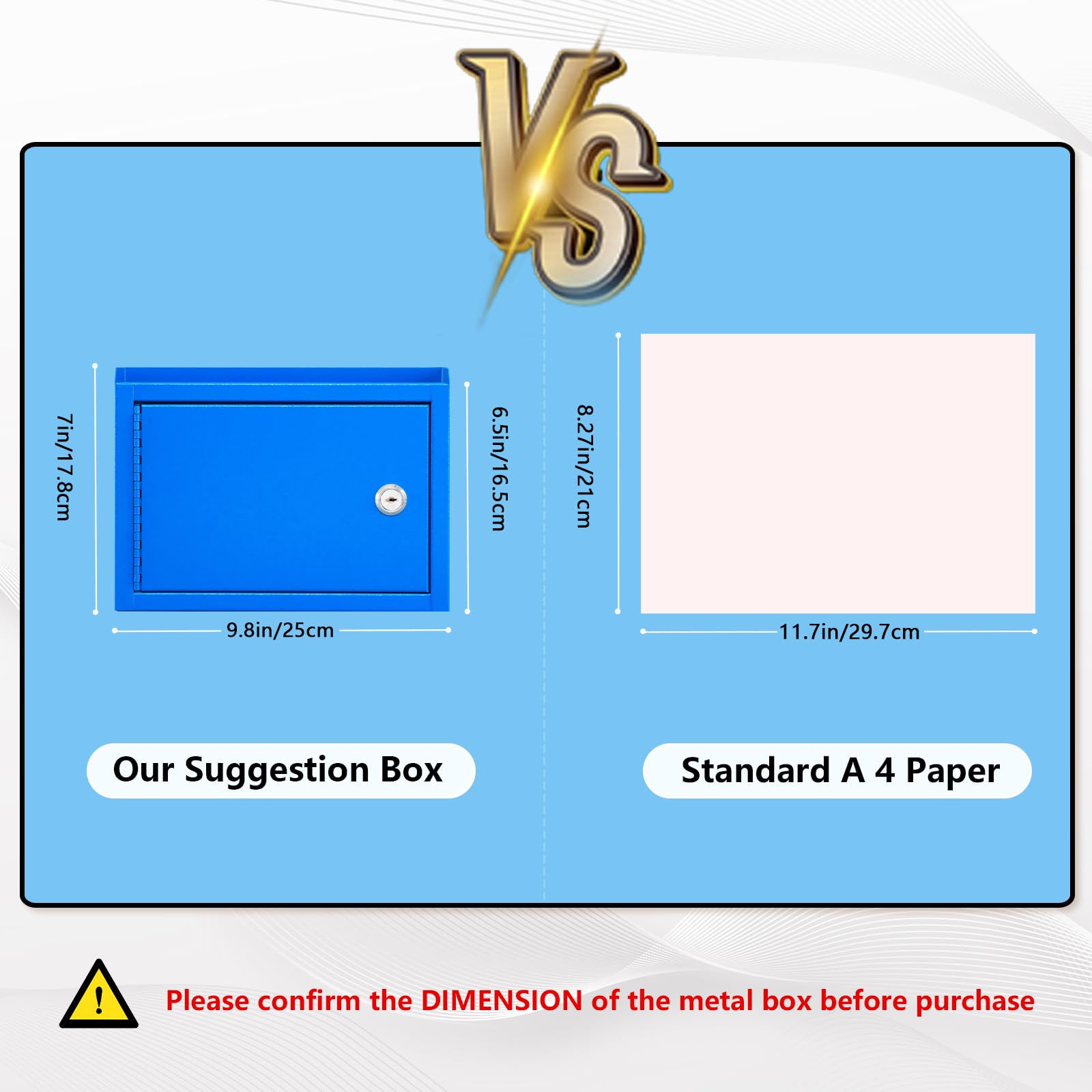 Secure Locking Mailbox with Key Drop - Wall Mounted Suggestion & Donation Box (9.8