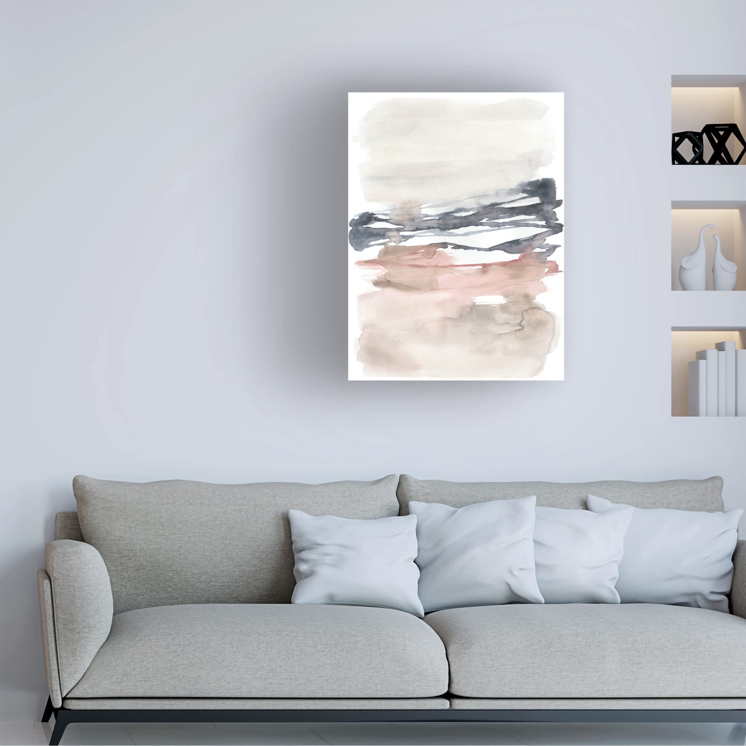 Jennifer Goldberger 'Tiered Horizon Line I' Canvas Wall Art - Modern Abstract Painting for Living Room, Bedroom & Office Decor