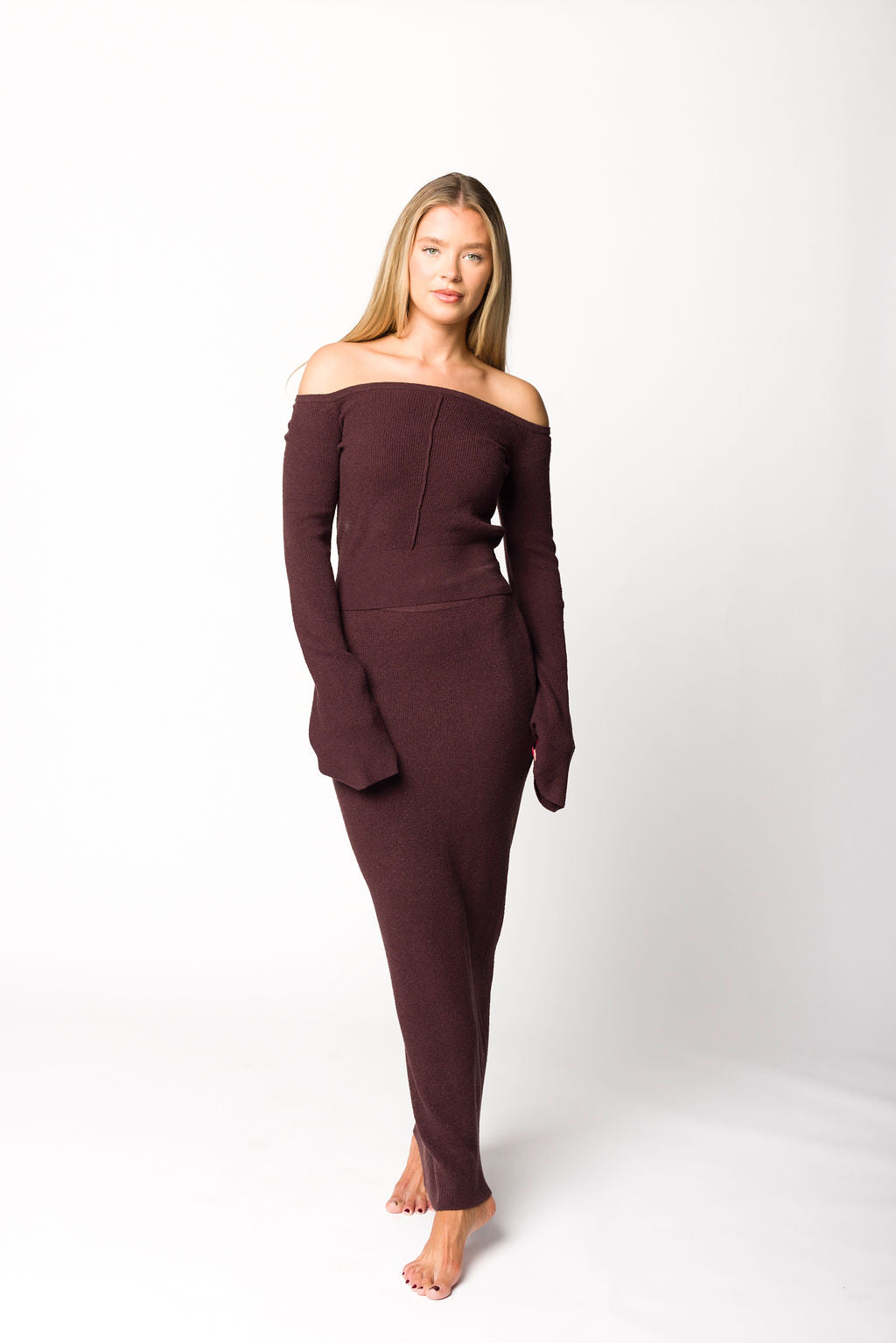 Bella Women's Two Piece Sweater Set - Cabernet Red Knit Cardigan & Top Outfit for Fall & Winter Fashion | Cozy Casual Wear for Work, Dates & Holiday Gatherings