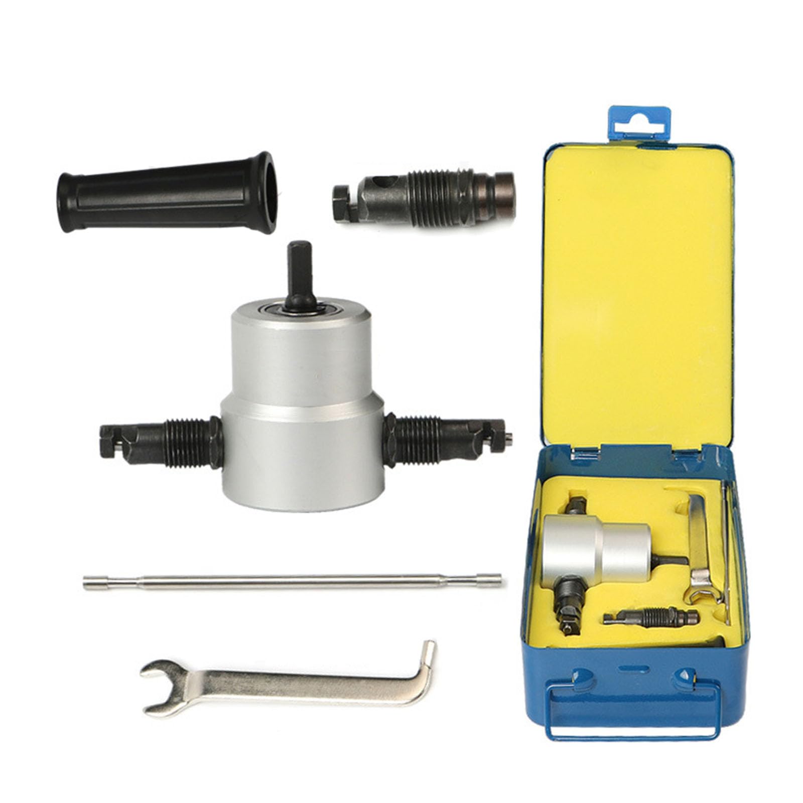 Dual Head Metal Sheet Nibbler Cutter - Heavy Duty Drill Attachment for Cutting Steel, Aluminum & Sheet Metal | Perfect for HVAC, Auto Repair & DIY Metalworking Projects