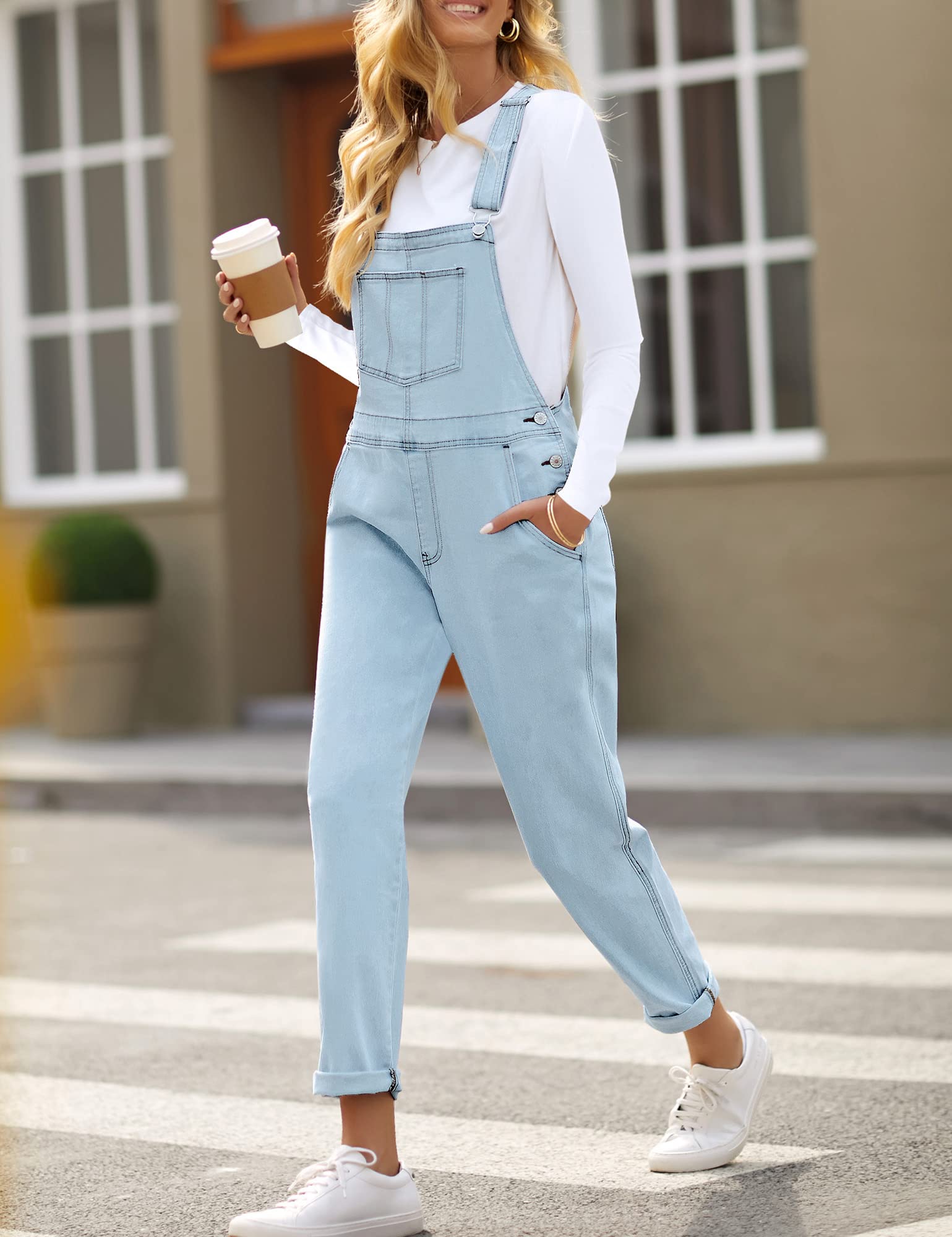 LookbookStore Women's Stretchy Denim Overalls - Casual Bib Overalls with Pockets, Comfortable Jumpsuit for Women | Perfect for Work, Weekend Outings & Outdoor Activities