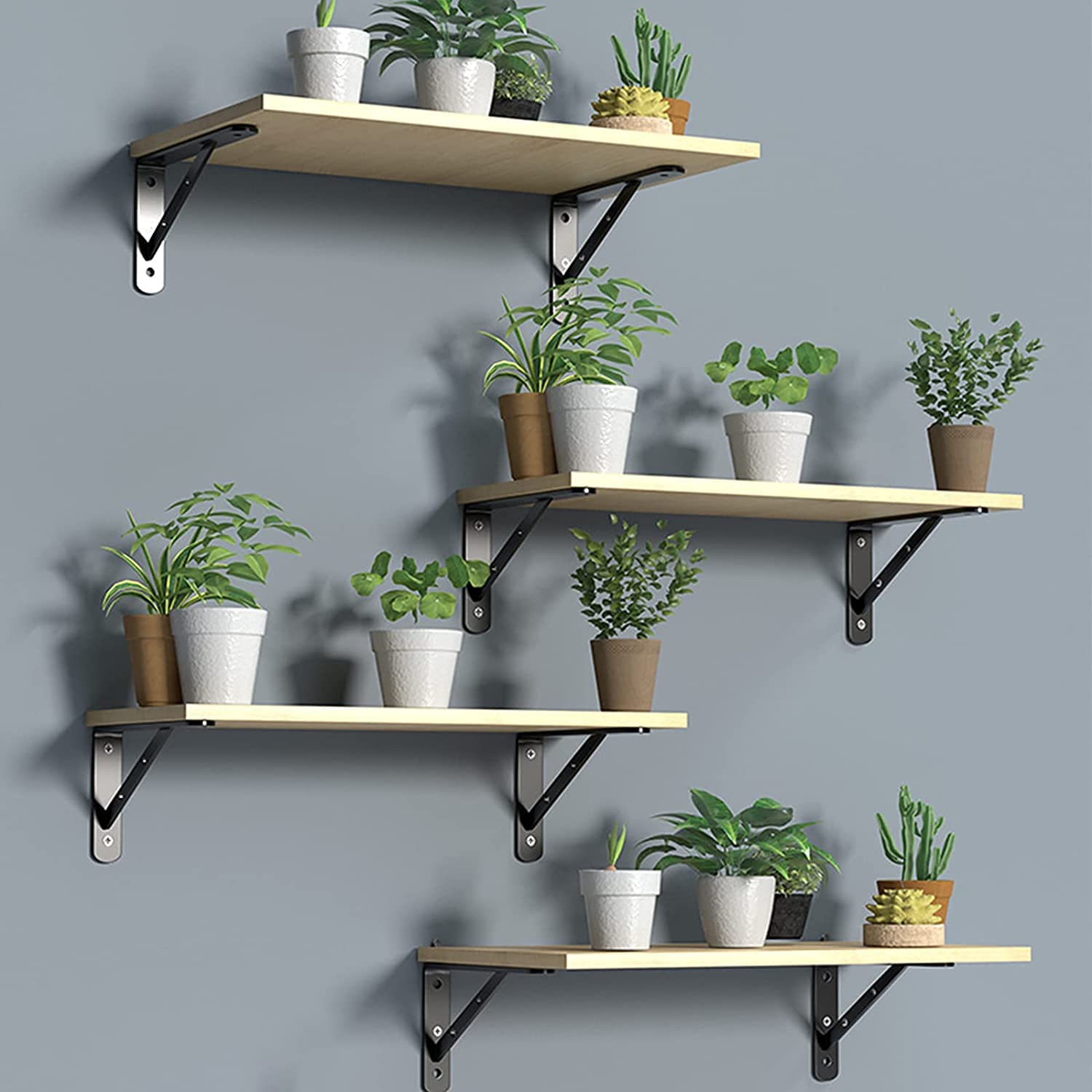 10 Inch Heavy Duty Shelf Brackets (2 Pack) - Black Metal L Brackets for Floating Shelves, 90 Degree Angle Support with Screws - Perfect for DIY Home Organization, Kitchen Storage & Garage Shelving