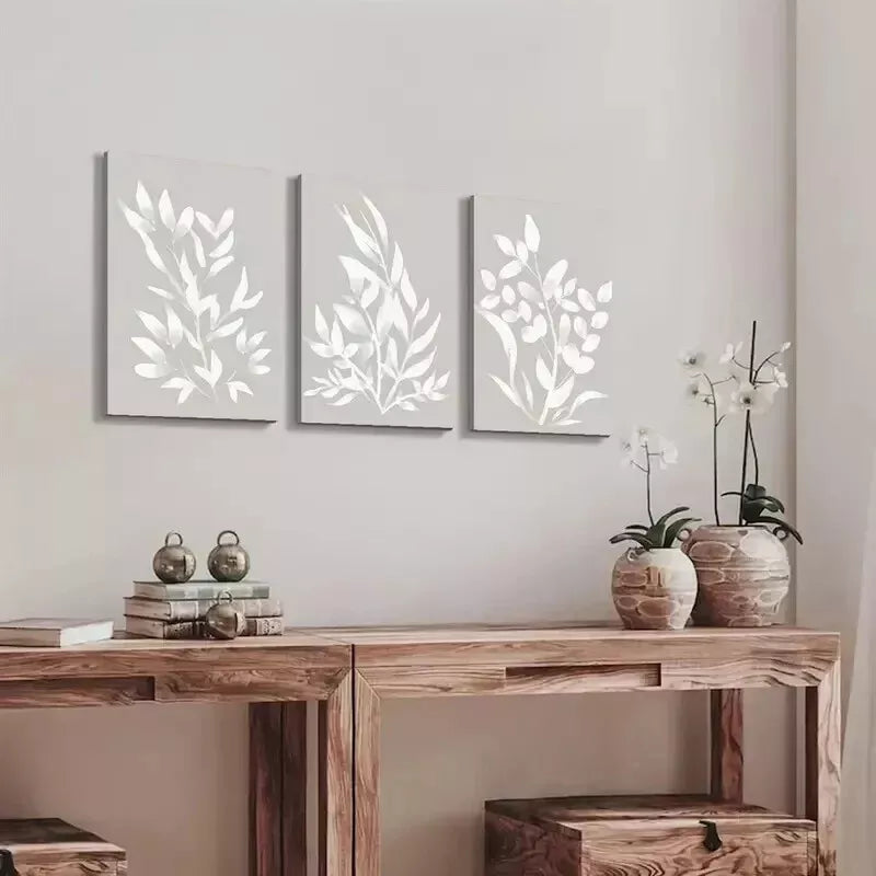 3-Piece Abstract Botanical Watercolor Prints Wall Art Set - Framed Canvas 50x70cm - High Quality Australian Made Wall Decor - Perfect for Living Room, Bedroom & Office Decor