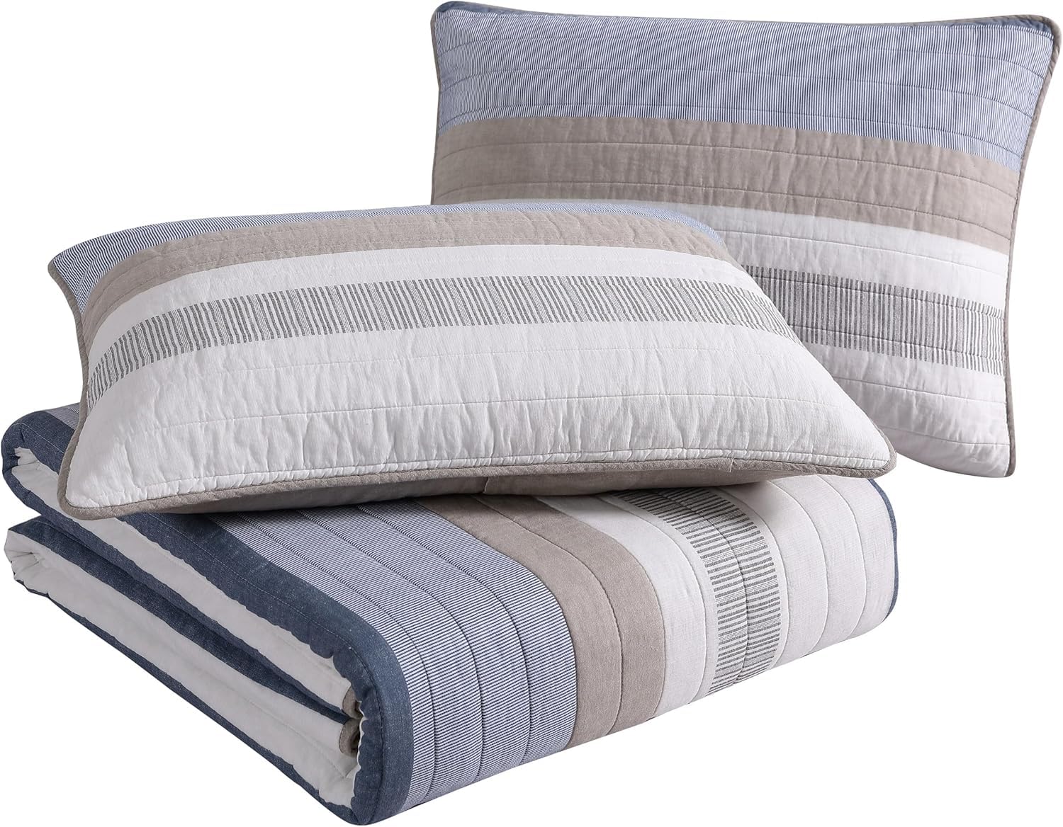 Nautica King Quilt Set - 100% Cotton Reversible Bedding with Matching Shams | All-Season Luxury Home Decor in Galewood Blue | Perfect for Master Bedroom & Guest Room