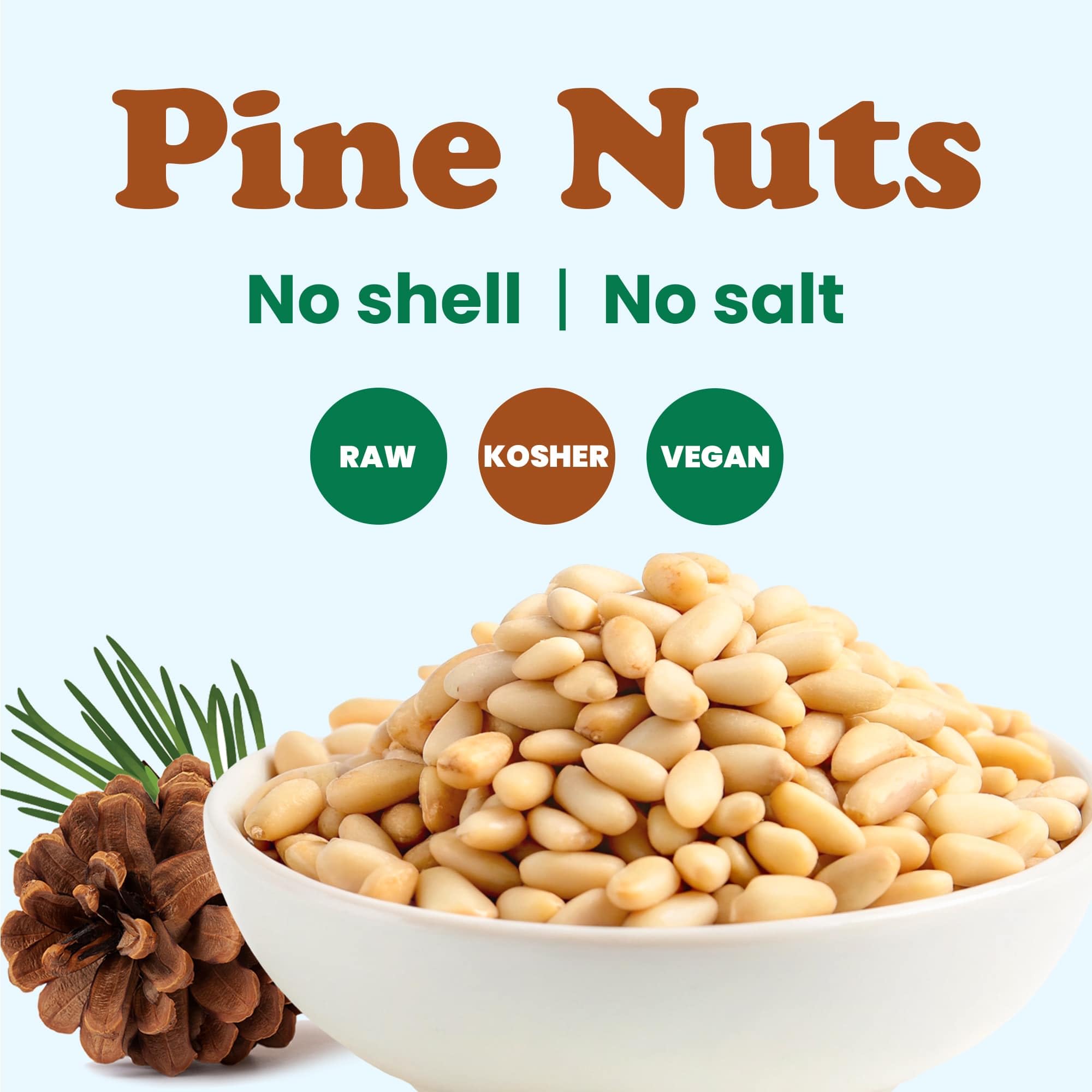 Food to Live - Raw Pine Nuts (Pignolias), 5 Pounds Bulk - Unsalted, Vegan, Kosher, Rich in Vitamin E & Protein - Healthy Snack for Pesto, Salads, Baking, Trail Mix & Mediterranean Cooking