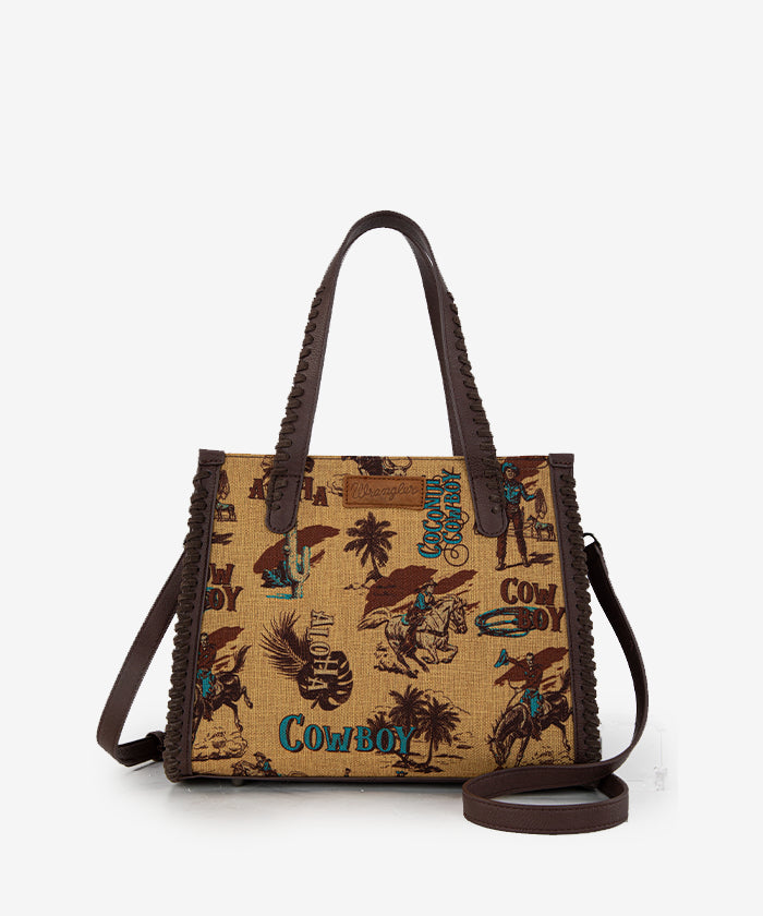 Wrangler Cowboy Print Concealed Carry Tote Bag for Women - Stylish Western Concealed Handgun Purse with Multiple Pockets - Perfect for Everyday Carry, Travel & Outdoor Adventures