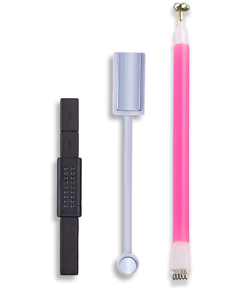 Gleevia 3Pcs 3D Cat Eye Nail Art Magnetic Pen Set - Double Head Magnet Stick for UV Gel Polish, DIY & Salon Professional Manicure Tools - Perfect for Nail Art Designs, Home & Salon Use