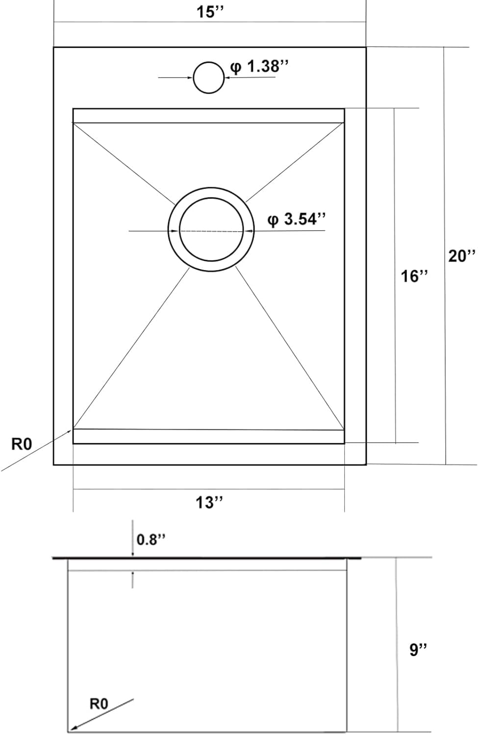 15x20 Inch Black Stainless Steel Drop-In Bar Sink - Topmount Single Bowl Kitchen Sink for Workstation, RV, Outdoor & Wet Bar | Perfect for Office, Laundry, Prep & Yard Use