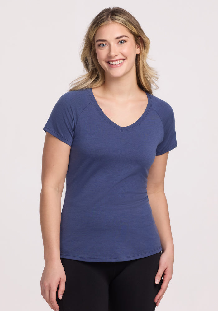 Women's V-Neck Merino Wool T-Shirt - Soft & Breathable Casual Top for Layering, Travel & Everyday Wear