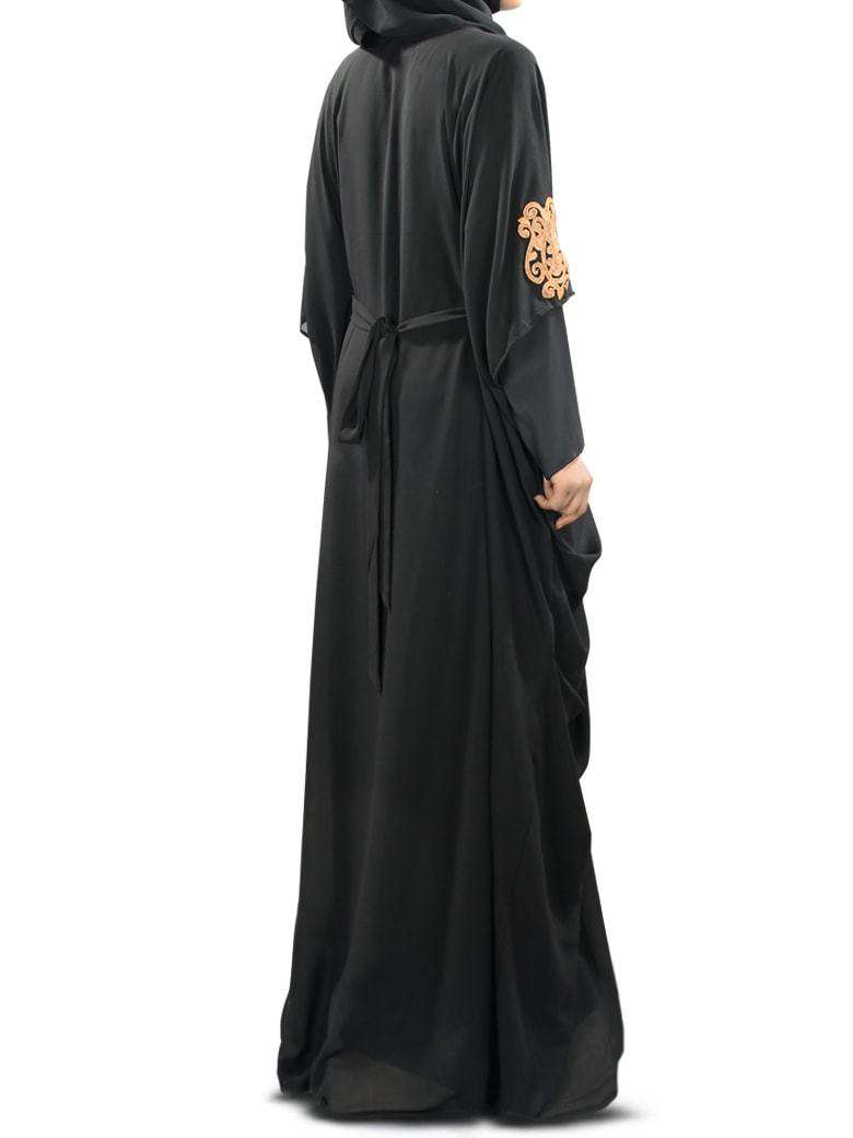 Amara Embroidered Black Kaftan Dress for Women - Elegant Boho Maxi Dress with Copper Thread Detailing - Perfect for Beach Cover Up, Evening Wear & Special Occasions