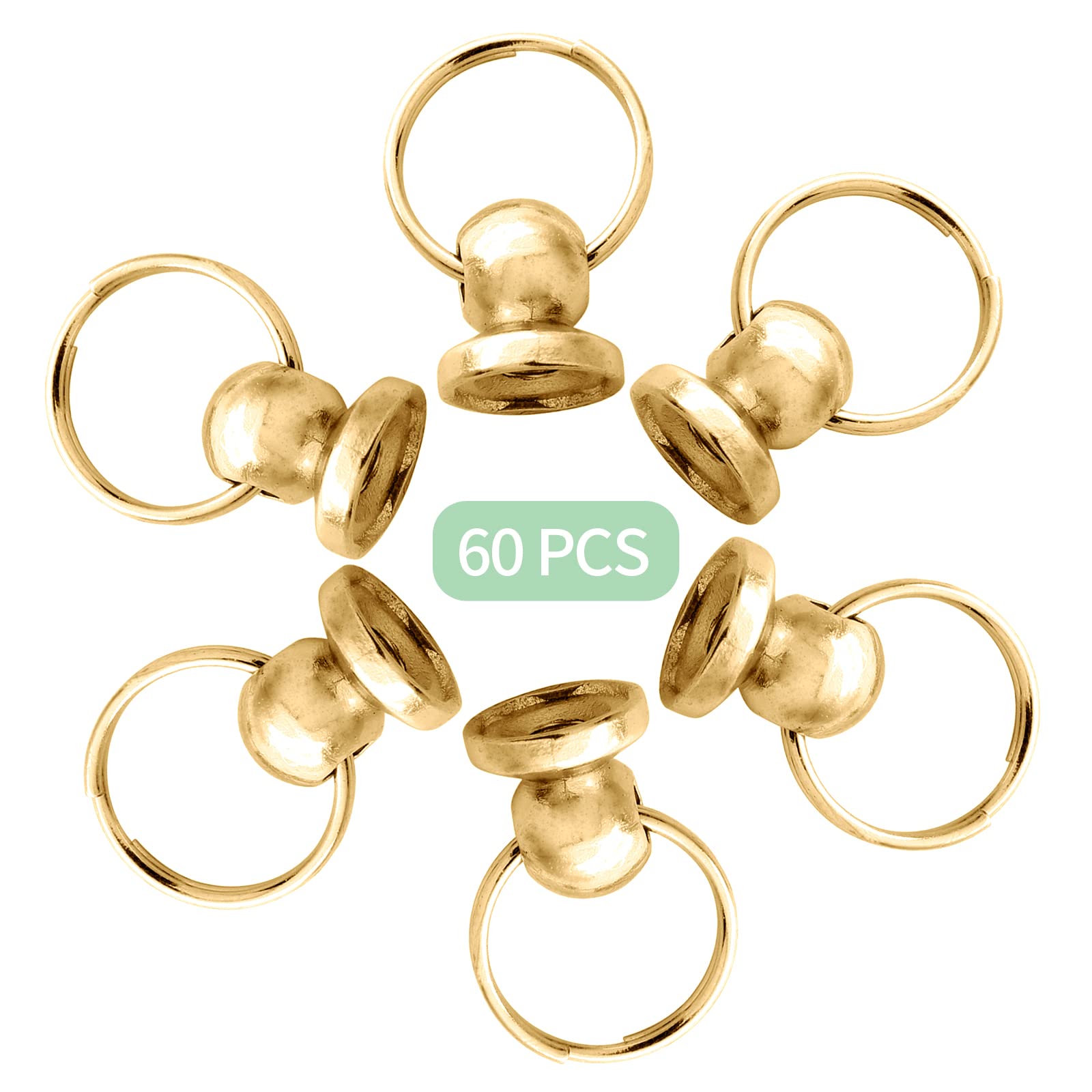 60Pcs Gold Screwback Round Head Rivet 8mm with Pull Ring - DIY Leather Craft Accessories for Purse, Handbag, Phone Case & Clothing | Perfect for Leatherworking, Fashion Design and DIY Projects