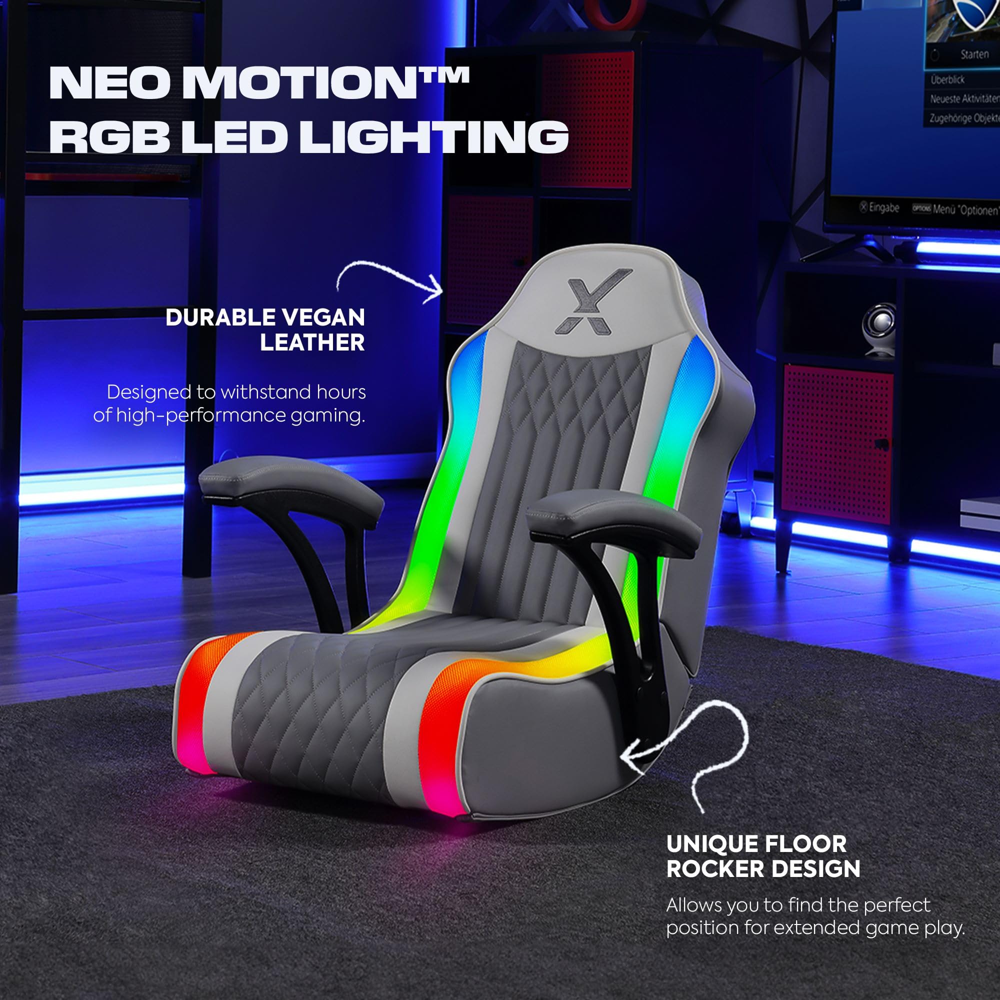 X Rocker Video Gaming Floor Rocker Chair with Built-in Audio Speakers - Foldable Gaming Chair for Bedroom, Game Room or Living Room - Perfect Gift for Gamers, Boys, Girls & Teens Ages 5-17 - Ideal for Gaming, Movie Nights & Relaxing