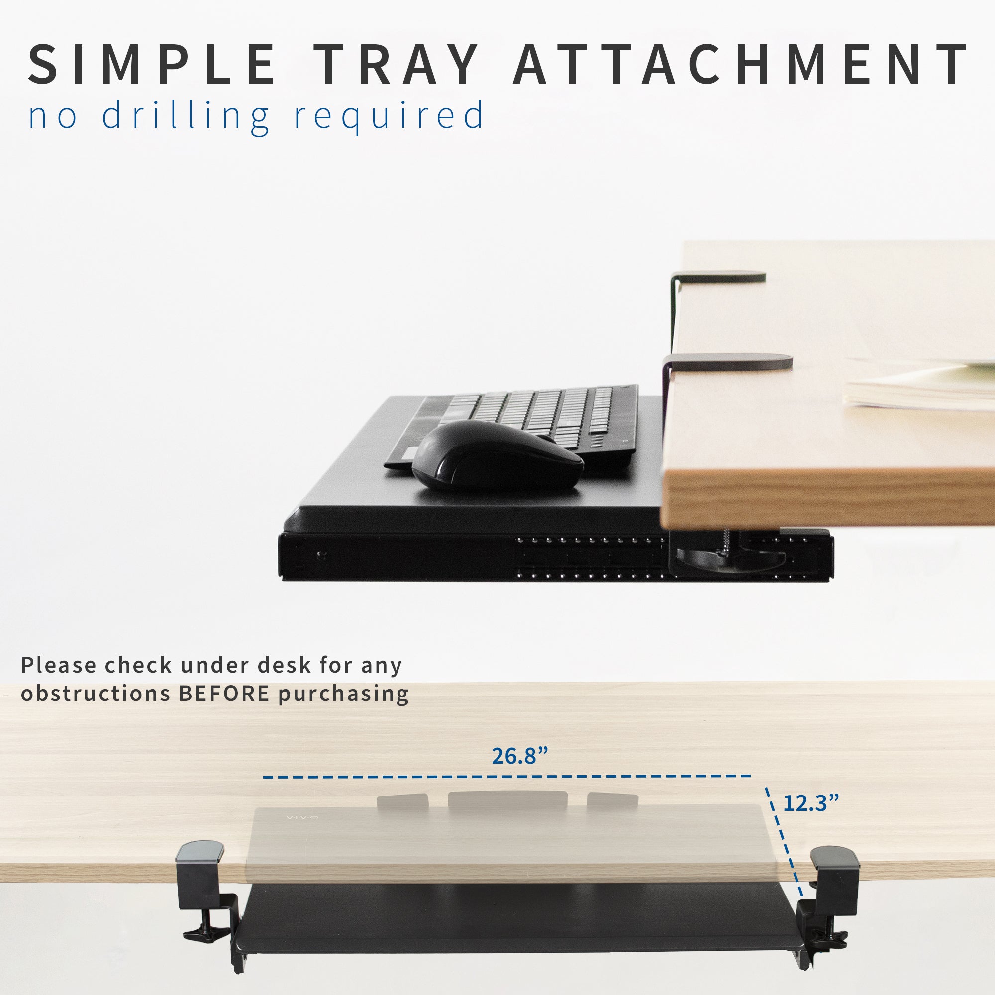 Ergonomic Under Desk Keyboard and Mouse Tray - Adjustable Slider Mount for Comfortable Typing - Perfect for Home Office, Gaming, and Workspace Setup