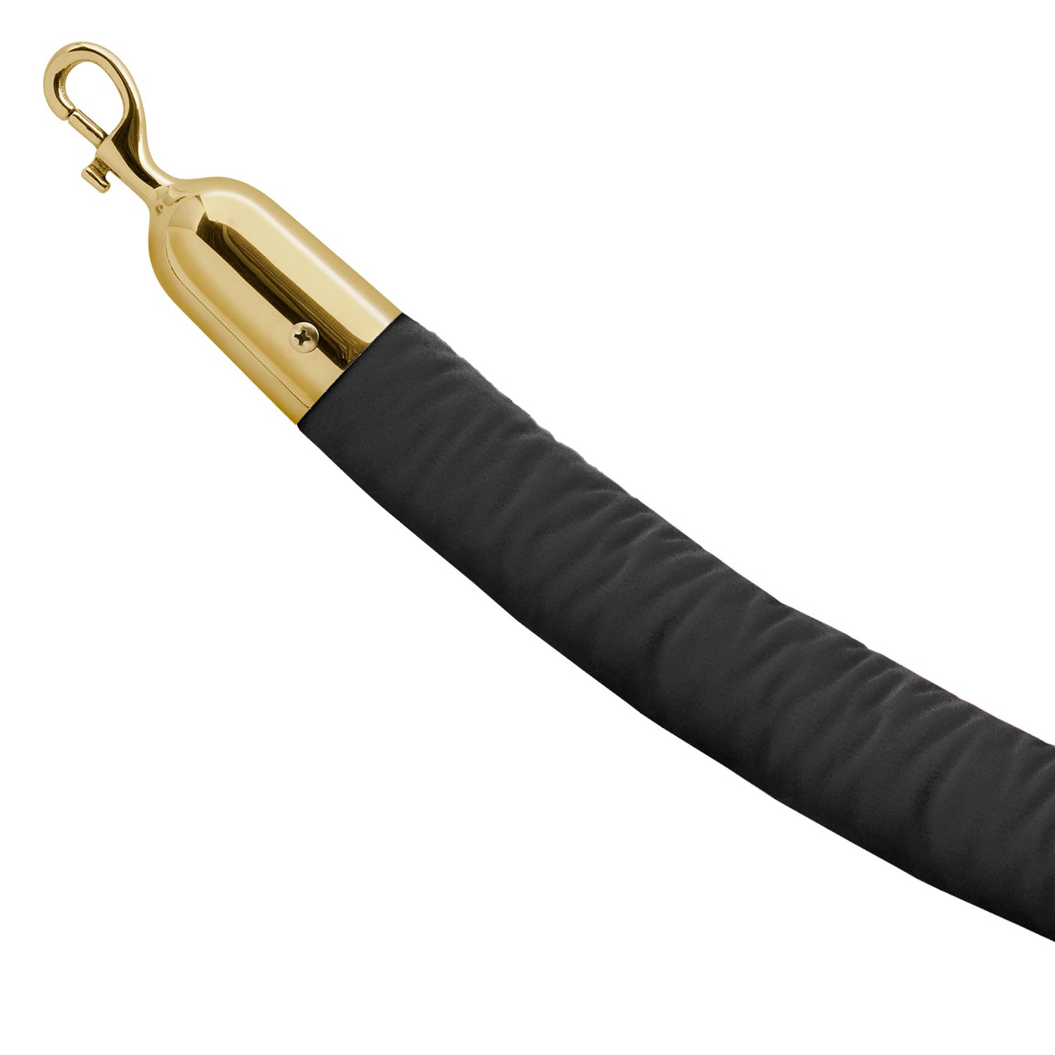 Lavi Industries Velvet Rope with Snap Hooks - 4 Feet Long Black & Polished Brass - Perfect for VIP Events, Theater Ropes, and Crowd Control