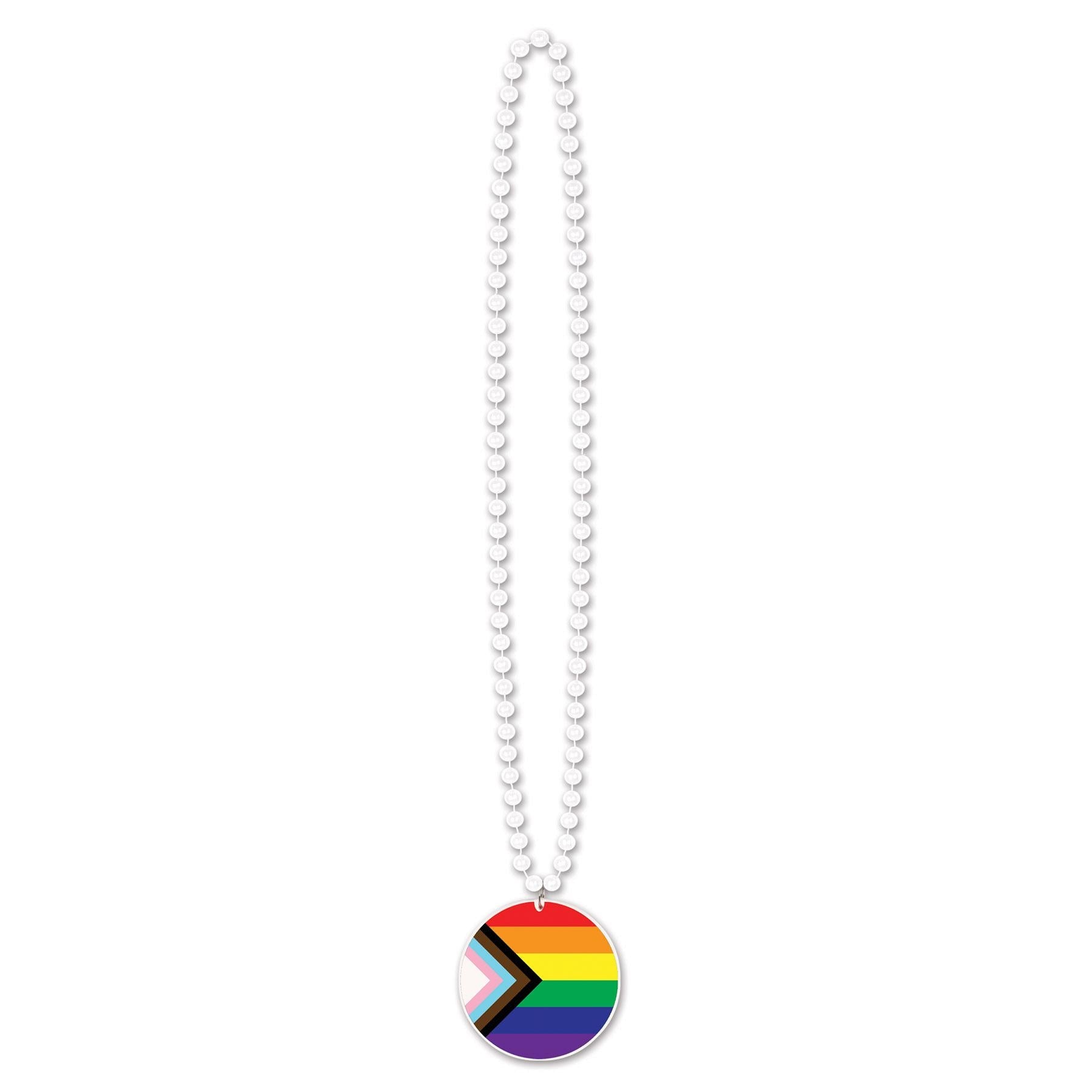 12 Pack Beaded Pride Necklaces with Printed LGBTQ+ Flag Medallions - Perfect for Pride Parades, Festivals & LGBTQ+ Events
