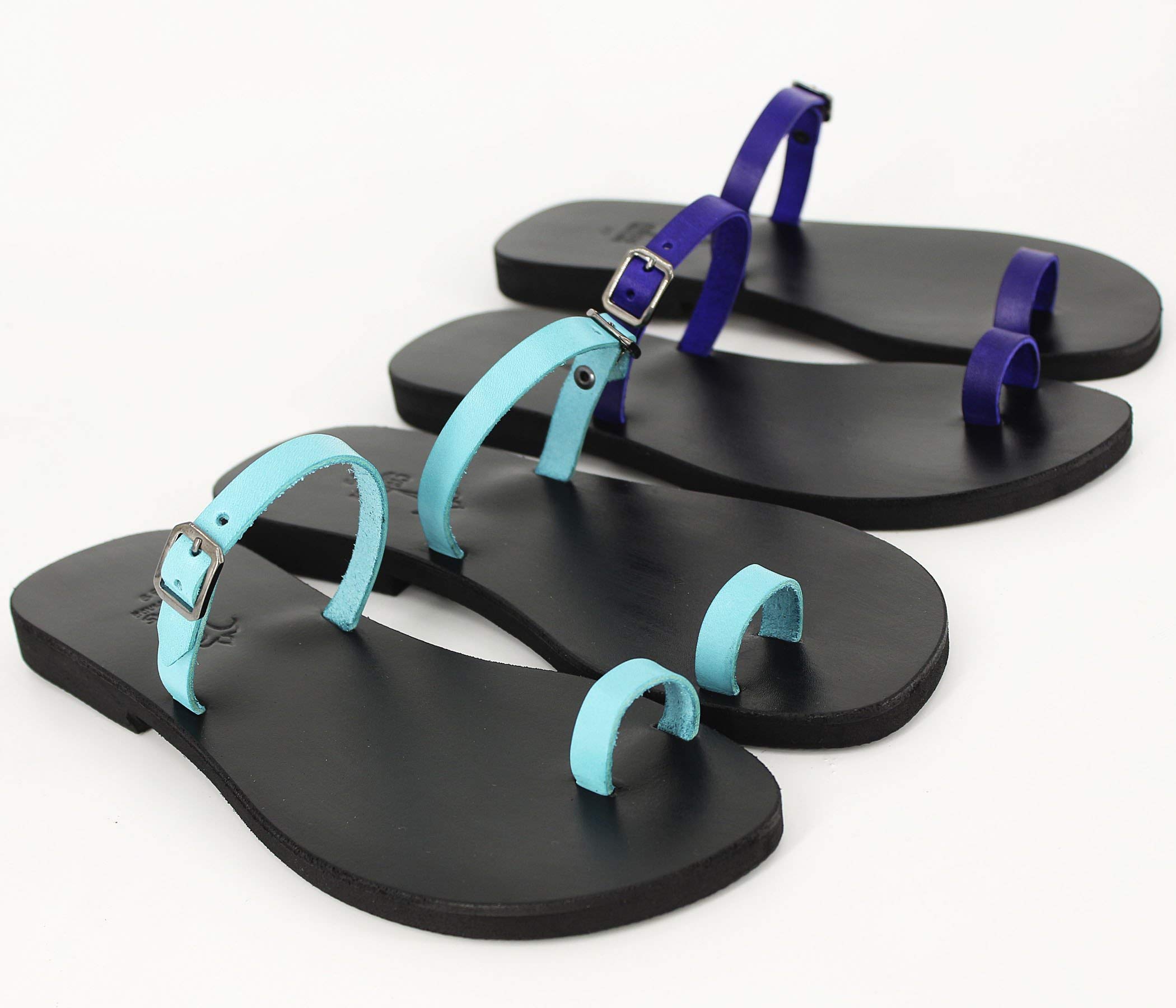 Barefoot Leather Sandals with Toe Ring - Minimalist Greek Slide Sandals for Women | Beach, Boho, Summer Outfits