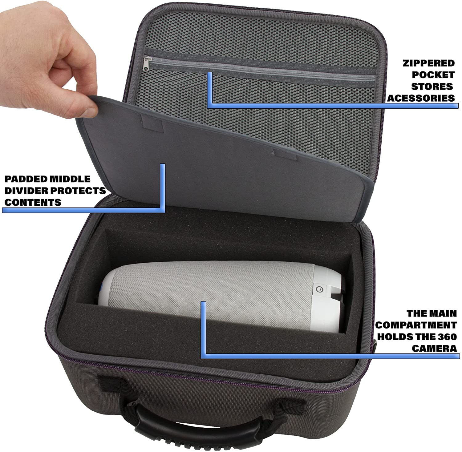 CASEMATIX Protective Carrying Case for Meeting Owl Pro & Owl Camera 360 - Durable Travel Storage Bag for Video Conference Accessories - Perfect for Business Meetings, Remote Work & Office Use