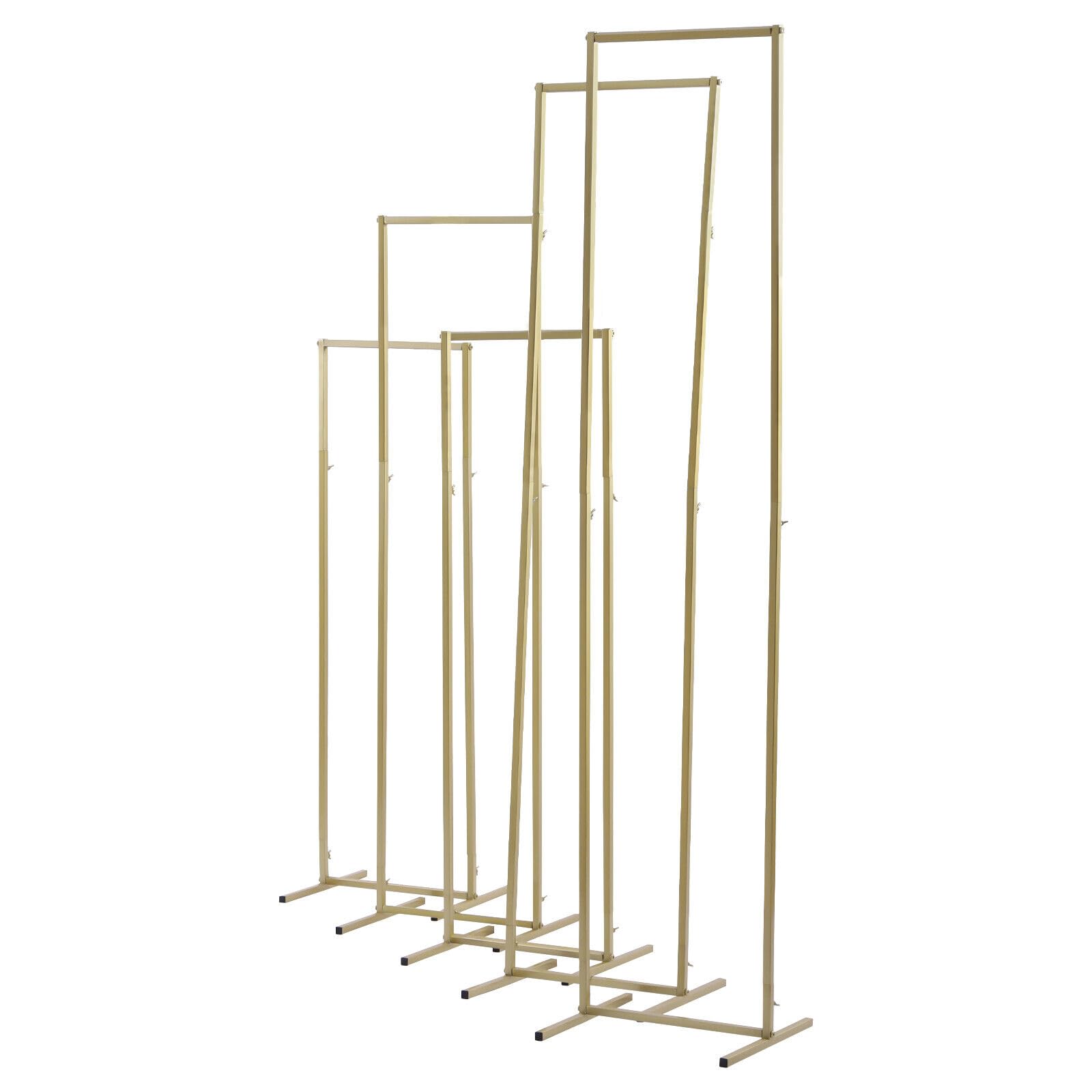 5-Piece Floral Metal Wedding Arch Kit - Gold Stainless Steel Polygonal Flower Stand for Garden, Balloon Decor, Birthday & Outdoor Events - Perfect for Backdrops, Wreaths & Plant Displays