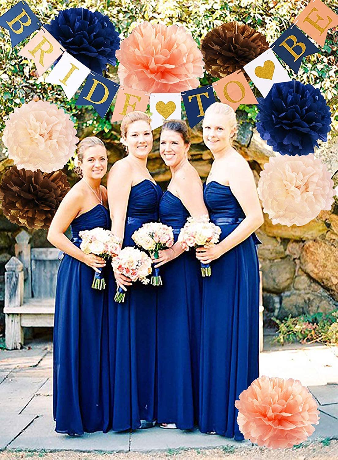 Elegant Navy Rose Gold & Peach Champagne Bridal Shower Decorations Set - Confetti Balloons, Bride to Be Banner & Bachelorette Party Supplies for Wedding, Engagement & Hen Party Celebrations | Perfect for Wedding Showers, Bridal Parties & Girls' Night Decor