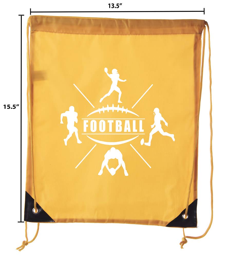 Mato & Hash Football Party Bags | 10-Pack Team Sports Drawstring Backpacks for Football Games, Birthday Parties, School Events & Tailgating - Athletic Gold CA2500FOOTBALL S6 | Perfect for Team Gifts, Fan Giveaways & Sports Celebrations