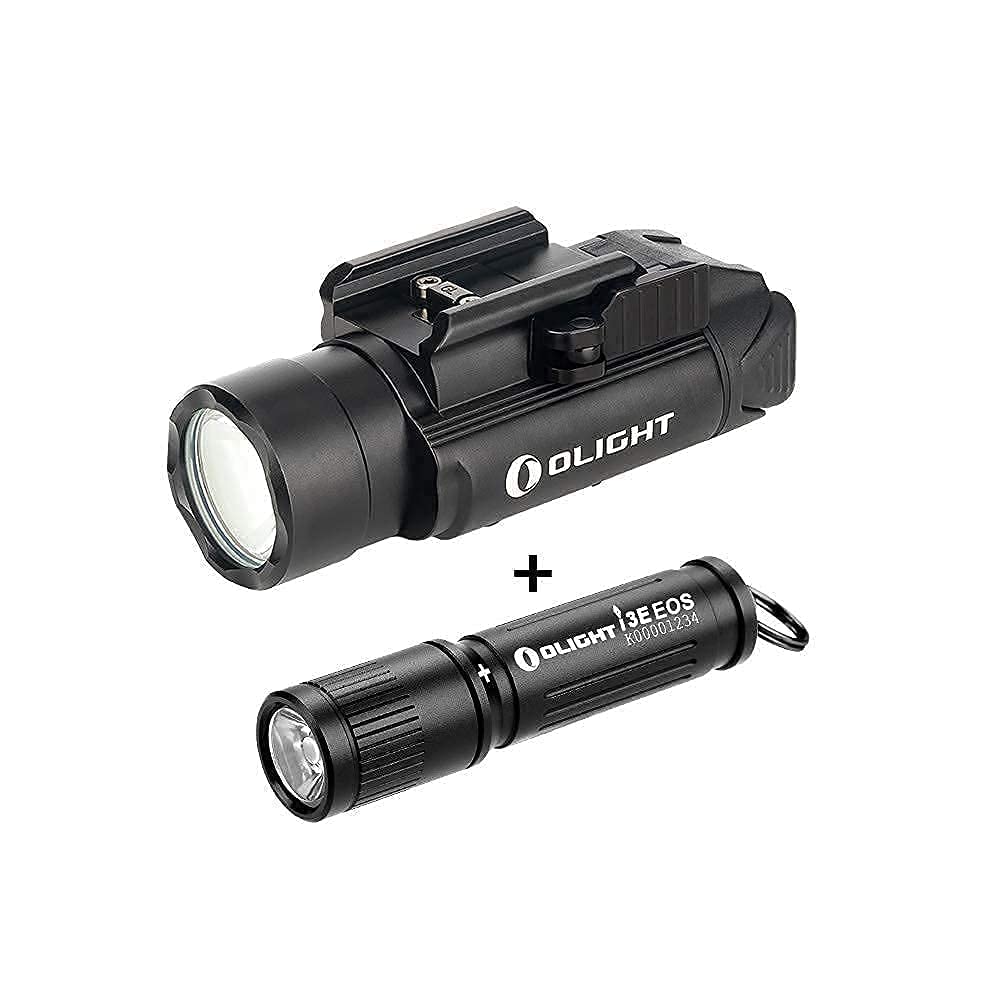 OLIGHT PL-Pro Valkyrie 1500 Lumens Tactical Flashlight - Rechargeable Weapon Light with Rail Mount & Strobe Mode | Includes i3E EOS 90 Lumens AAA Flashlight | Perfect for Home Defense, Hunting & Tactical Operations