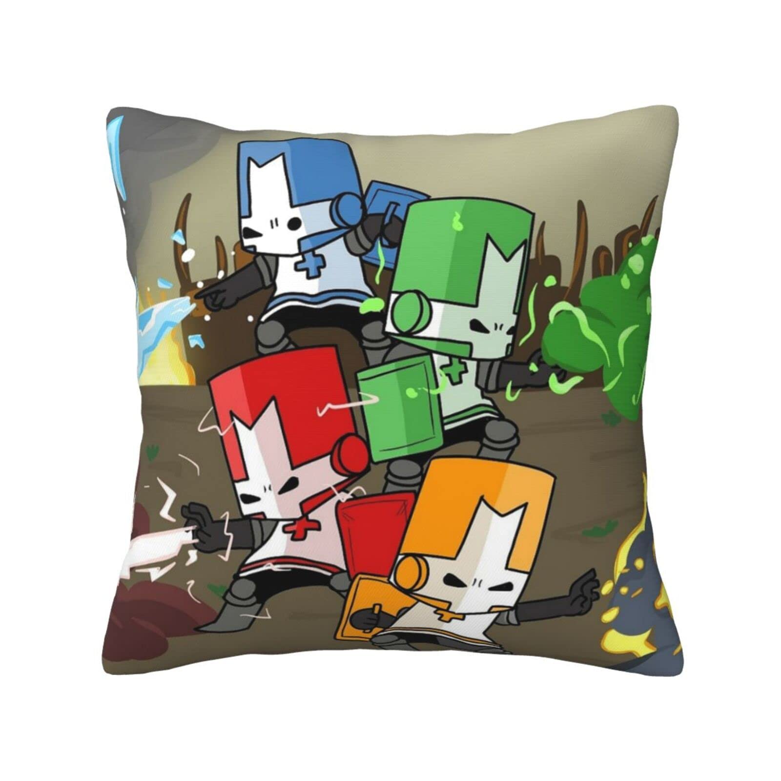 Castle Crashers Poster Throw Pillow Cover - 18x18 Inch Square Decorative Cushion Cover for Sofa, Couch, Bed, Office & Car - Soft Microfiber Home Decor Gift for Gamers & Anime Fans - Perfect for Gaming Rooms, Living Rooms & Dorm Decor