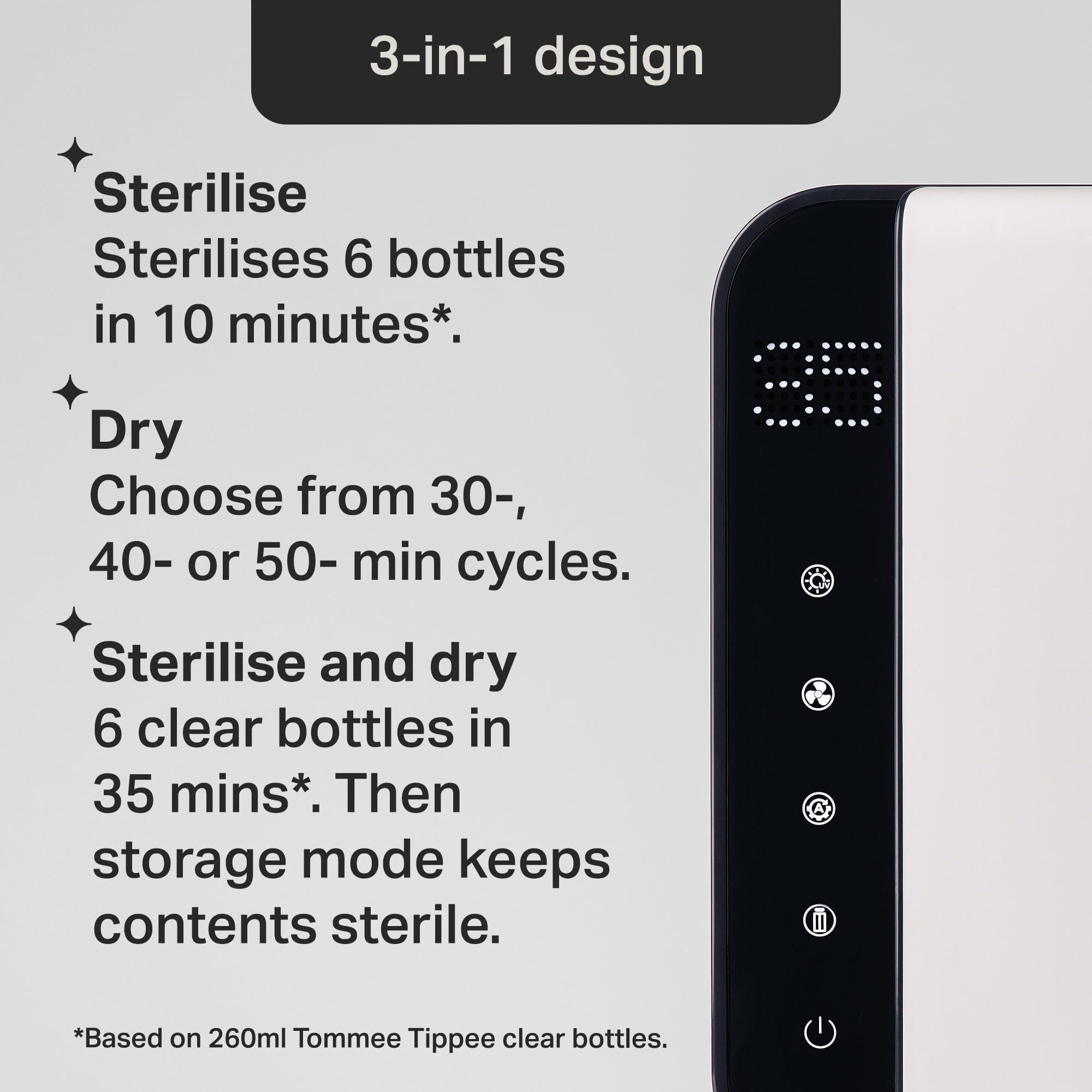 Tommee Tippee Ultra UV Sterilizer and Dryer for Baby Bottles - Kills 99.9% of Germs & Viruses | Steam-Free Sanitizing | Includes Storage for Bottles & Accessories | Perfect for Nursery, Travel & Daycare Use