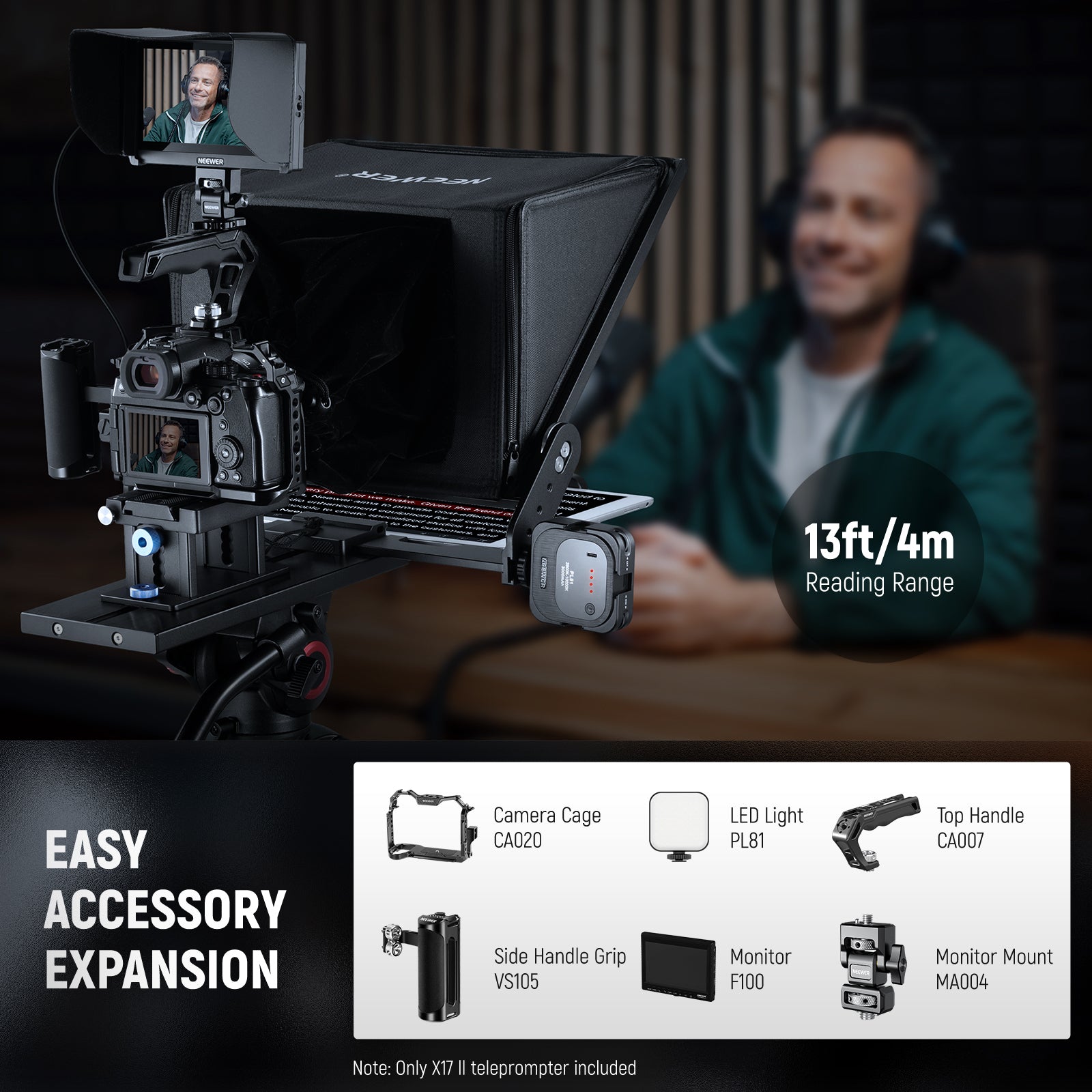 NEEWER X17 II Professional Remote Teleprompter for Video Recording & Live Streaming - Perfect for YouTube, TikTok, and Online Presentations