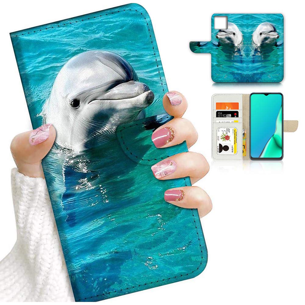 Dolphin Print Flip Wallet Phone Case for iPhone 12 & iPhone 12 Pro - Slim Protective Cover with Card Slots | Perfect for Everyday Use, Travel & Business Meetings