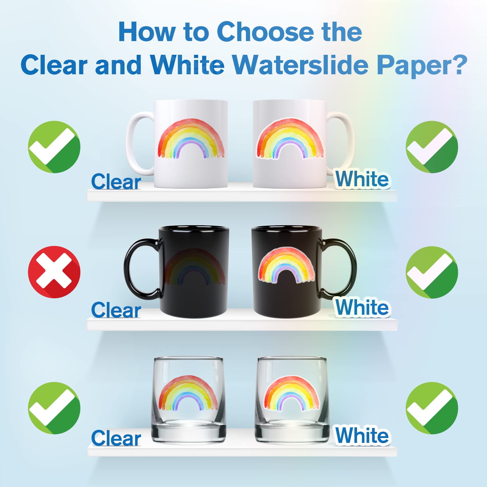 Premium Koala 25-Sheet White Waterslide Decal Paper 8.5x11 Inch - Inkjet Printer Water Transfer Paper for DIY Tumblers, Mugs, Glass & Ceramics - Perfect for Custom Crafts, Home Decor & Personalized Gifts