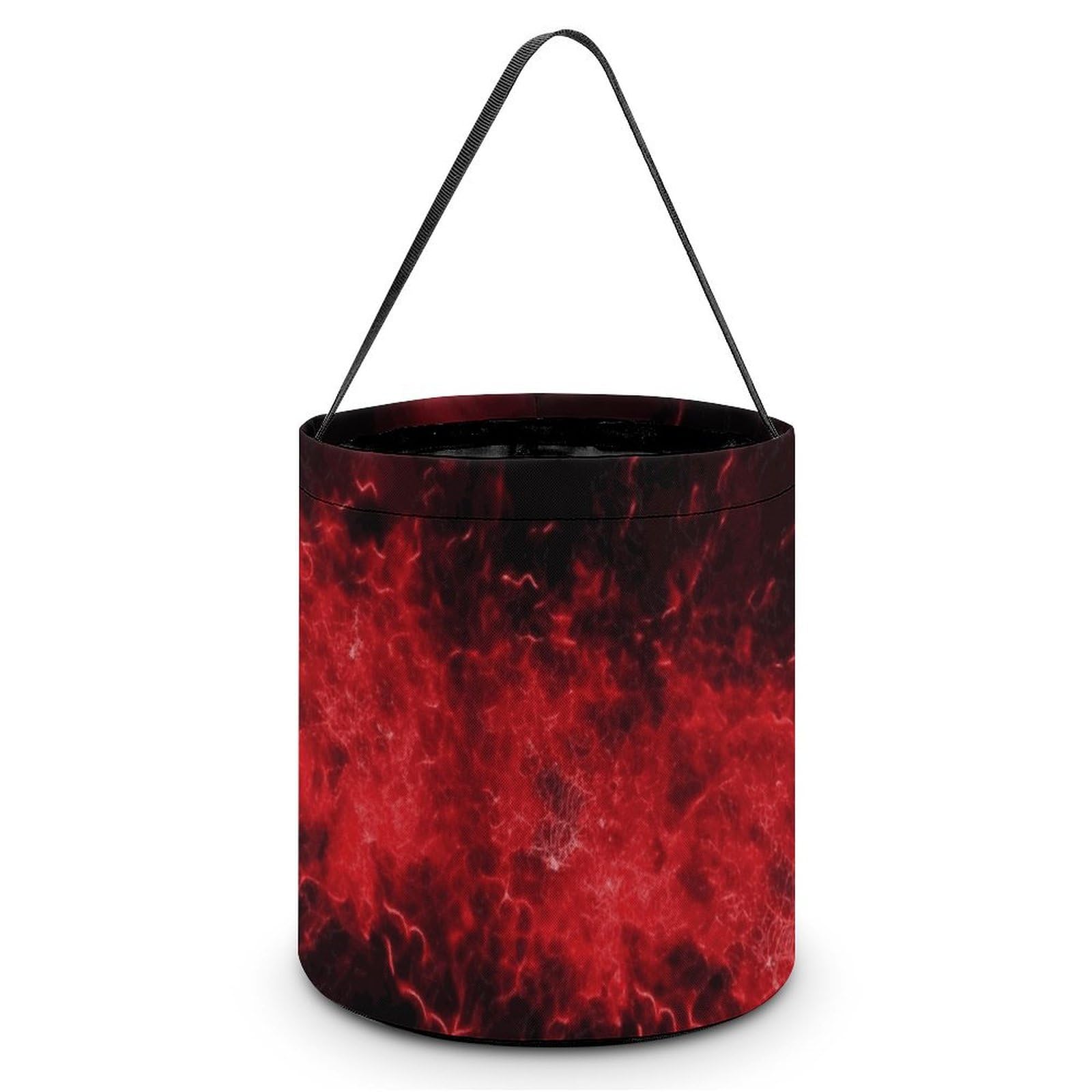 Halloween Tote Bags for Trick or Treating - Large Red & Black Candy Bucket with Explosion Burst Design - Perfect for Halloween Parties, Trick-or-Treating & Spooky Decorations