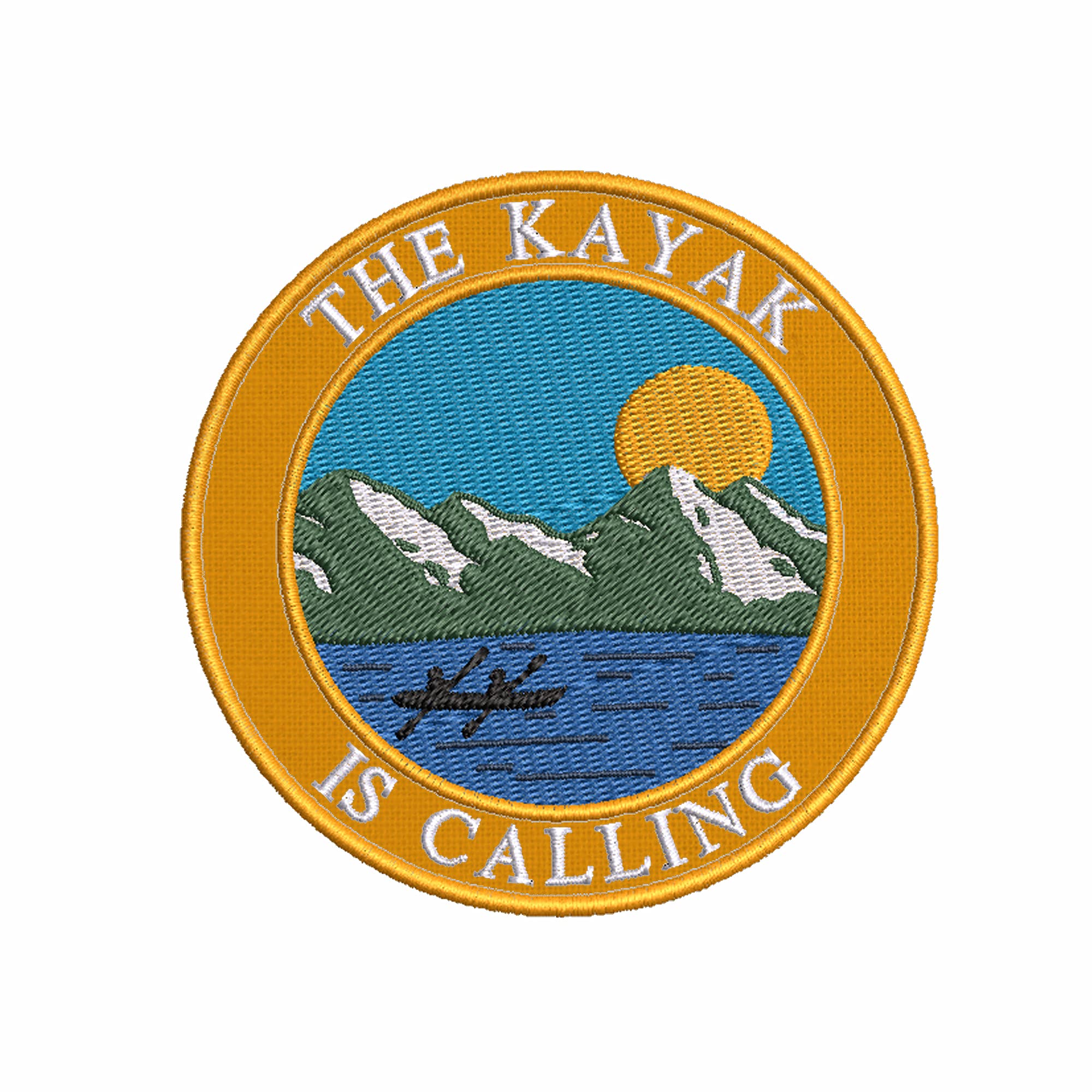 Appalachian Spirit Kayak Mountain Lake Sun Rafting Embroidered Patch - Premium Souvenir Gift for Jackets, Vests, Jeans & Backpacks - Outdoor Adventure Applique for Hiking, Camping & Water Sports