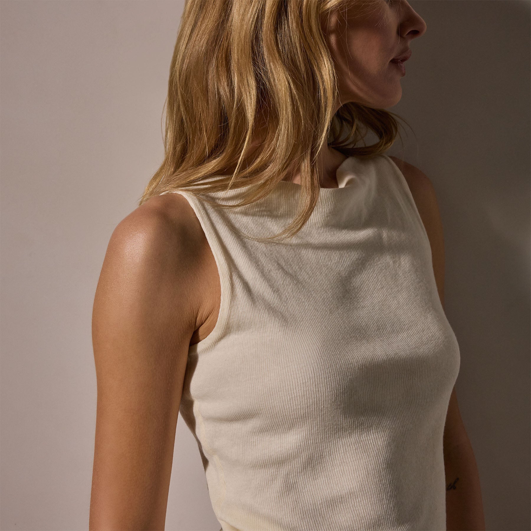 Luxury Cotton Cashmere Rib Boat Neck Top for Women - Soft & Comfortable Ivory Sweater - Perfect for Casual Wear, Office & Date Nights