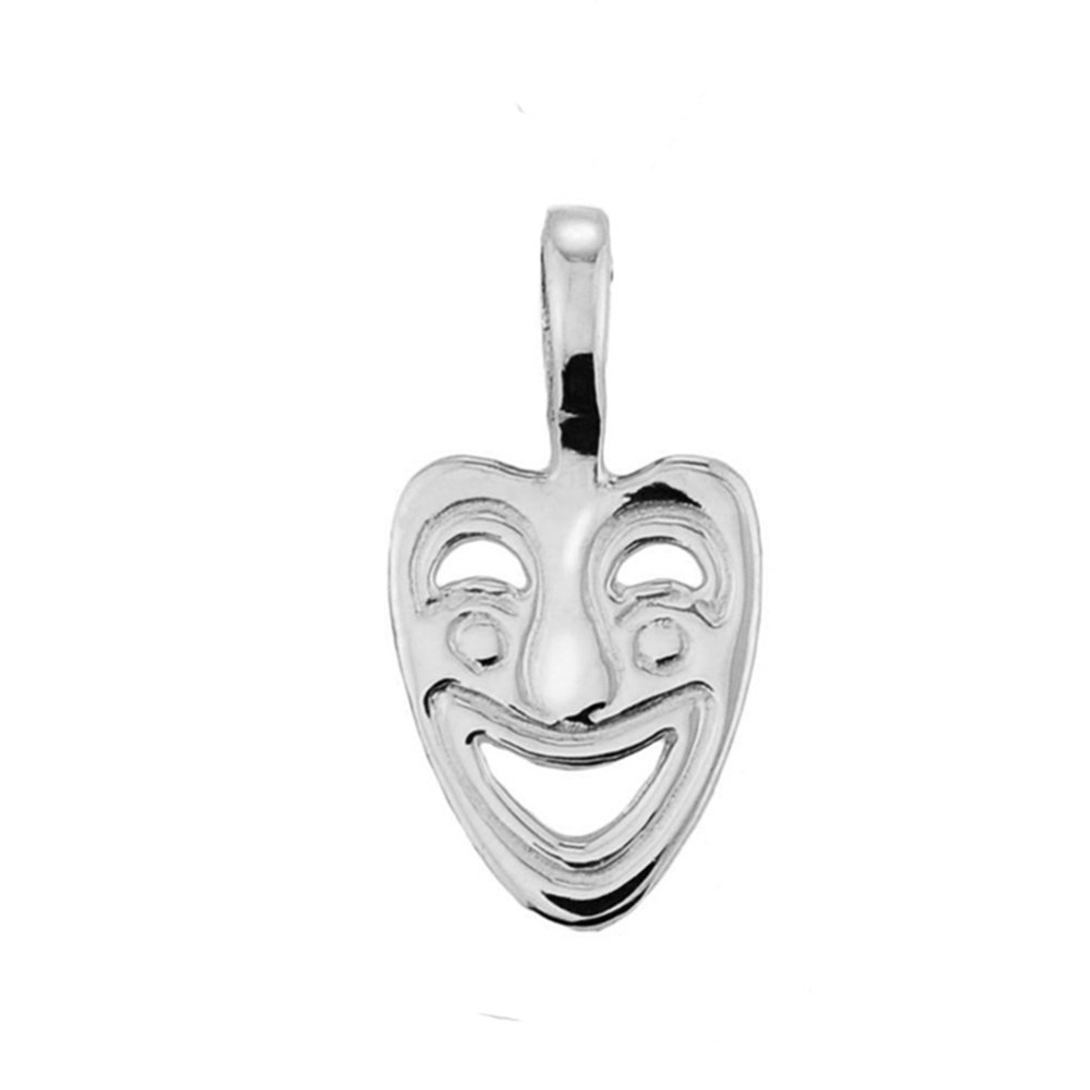 Fine Sterling Silver Comedy Mask Charm Pendant Necklace - Elegant Jewelry for Women, Perfect Gift for Theater Lovers & Drama Enthusiasts | Great for Costume Parties, Performances & Everyday Wear