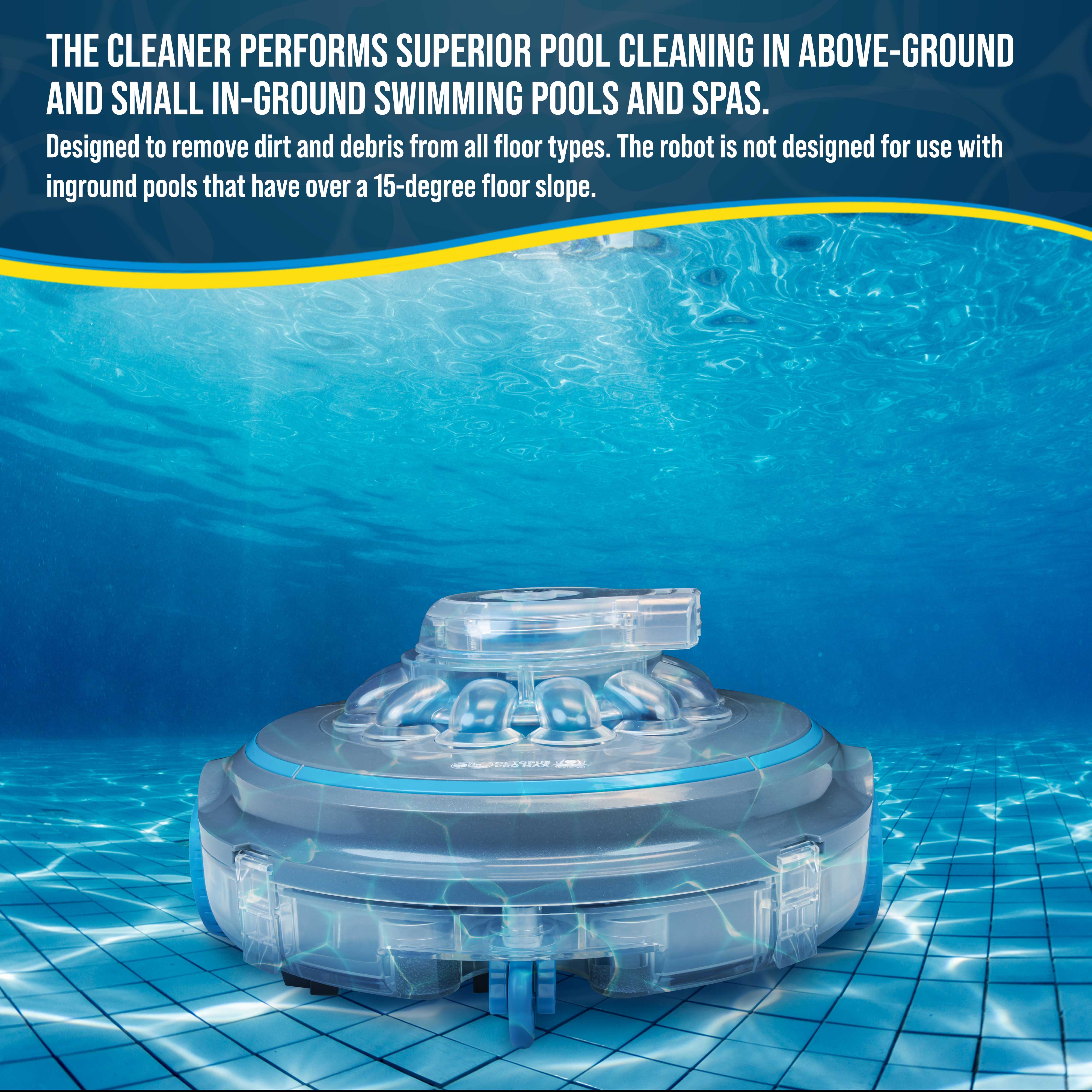 Octopus Pro Max Cordless Robotic Pool Vacuum Cleaner - 75 Min Runtime, Powerful Suction, Dual Filtration System, Rechargeable Automatic Pool Cleaner for Leaves & Debris | Ideal for In-Ground & Above Ground Pools
