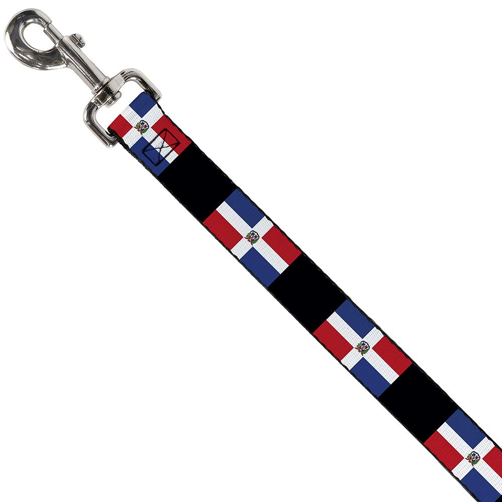 6FT Dominican Republic Flag Dog Leash - 0.5 Inch Wide Black Nylon Pet Lead for Walking & Training | Patriotic Accessory for Dogs
