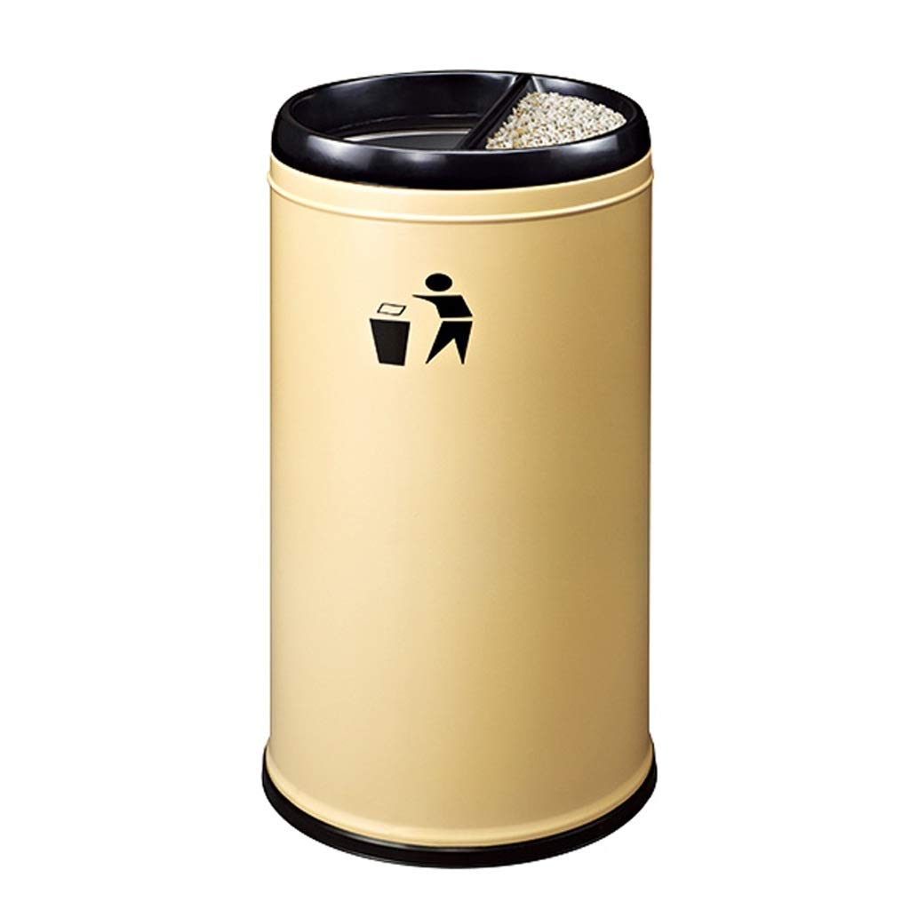 Tingting1992 Large Compost Bin for Kitchen & Outdoor Use - One-Piece Trash Can with Step Pedal, Round Design for Lobby/Elevator (Beige) - Perfect for Organic Waste Disposal & Home/Office Recycling