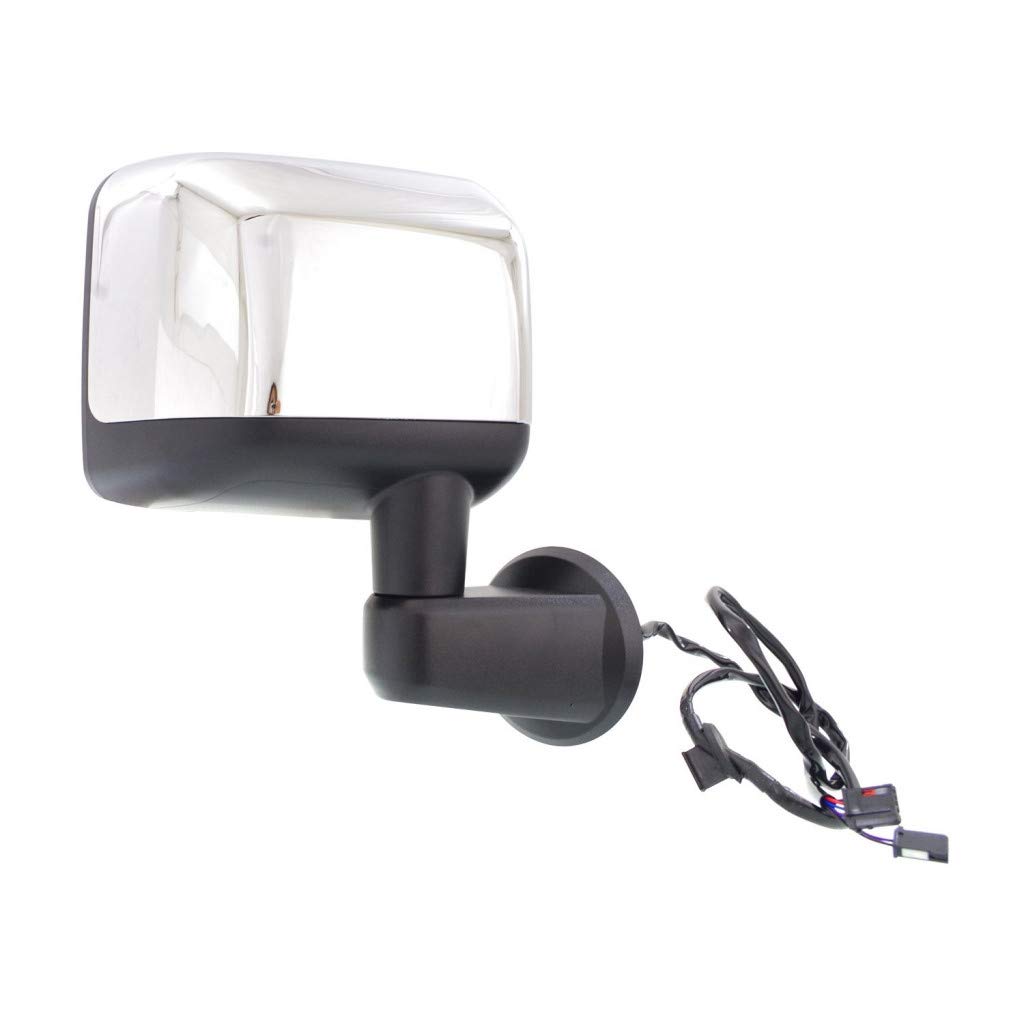 Jeep Wrangler JK 2018 Passenger Side Power Heated Chrome Door Mirror Replacement - Compatible with CH1321391, 68249844AA, 68125584AA - Perfect for Off-Roading & Winter Driving