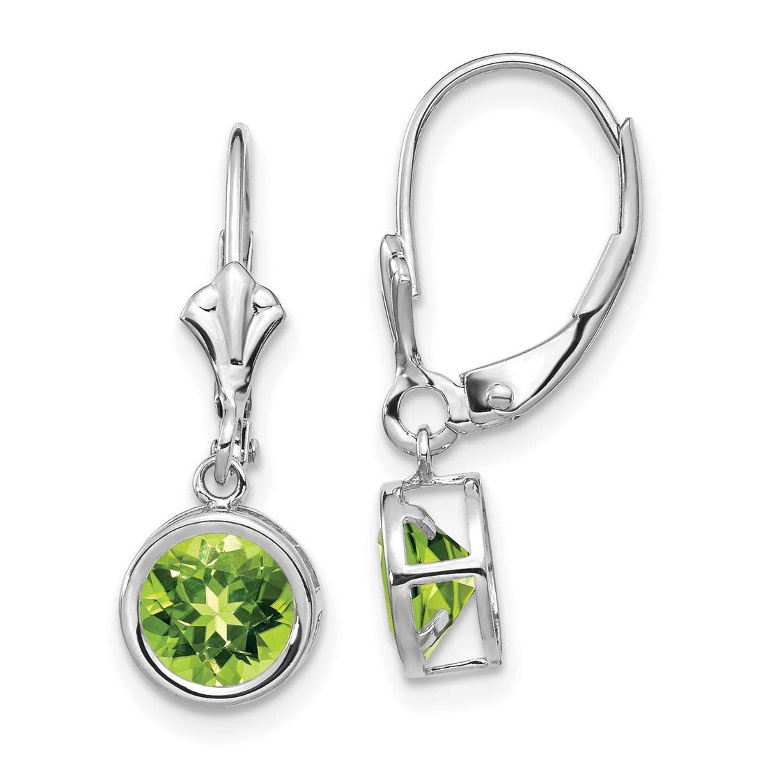 14K White Gold Peridot Leverback Dangle Earrings for Women | Elegant Green Gemstone Jewelry Gift for Birthday, Anniversary & Special Occasions