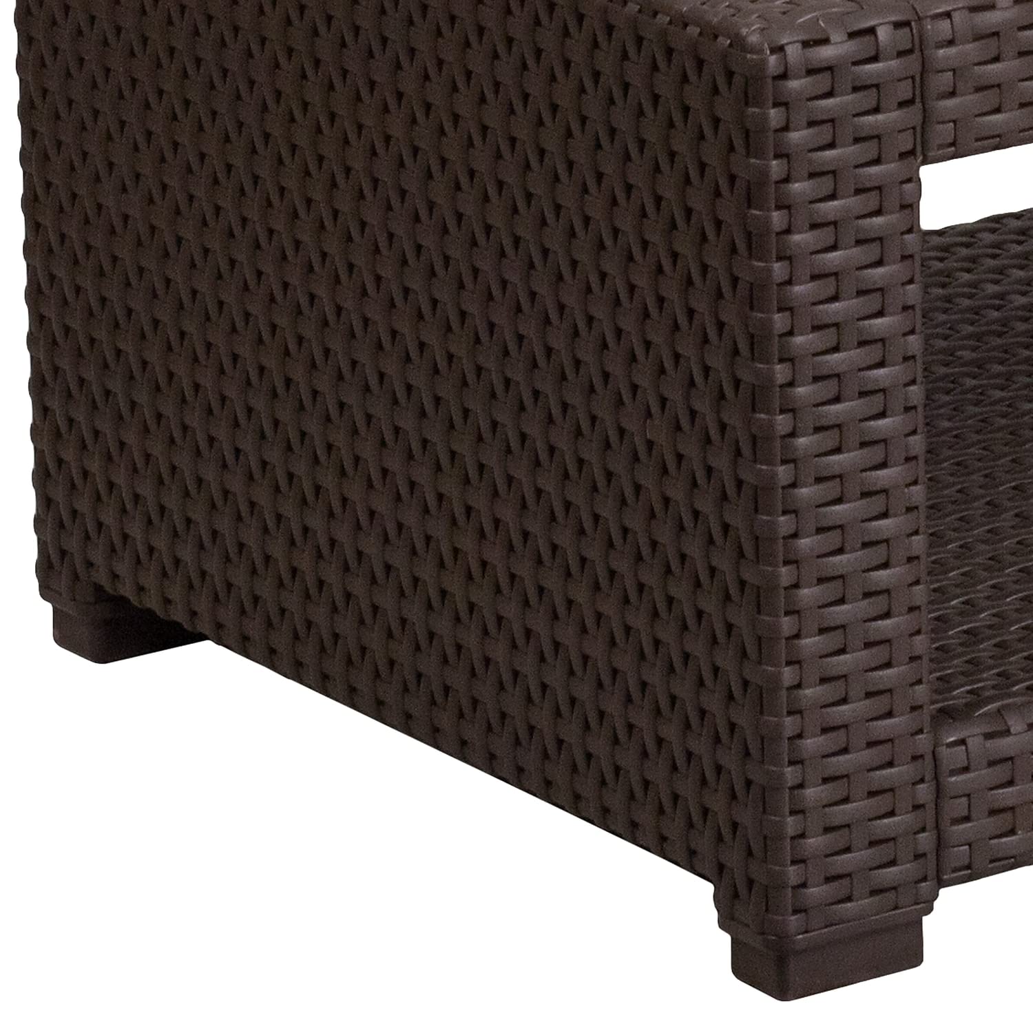 Flash Furniture Seneca Chocolate Brown Faux Rattan Coffee Table - Modern Indoor Outdoor Patio Living Room Decor Accent Table for Home, Garden & Poolside