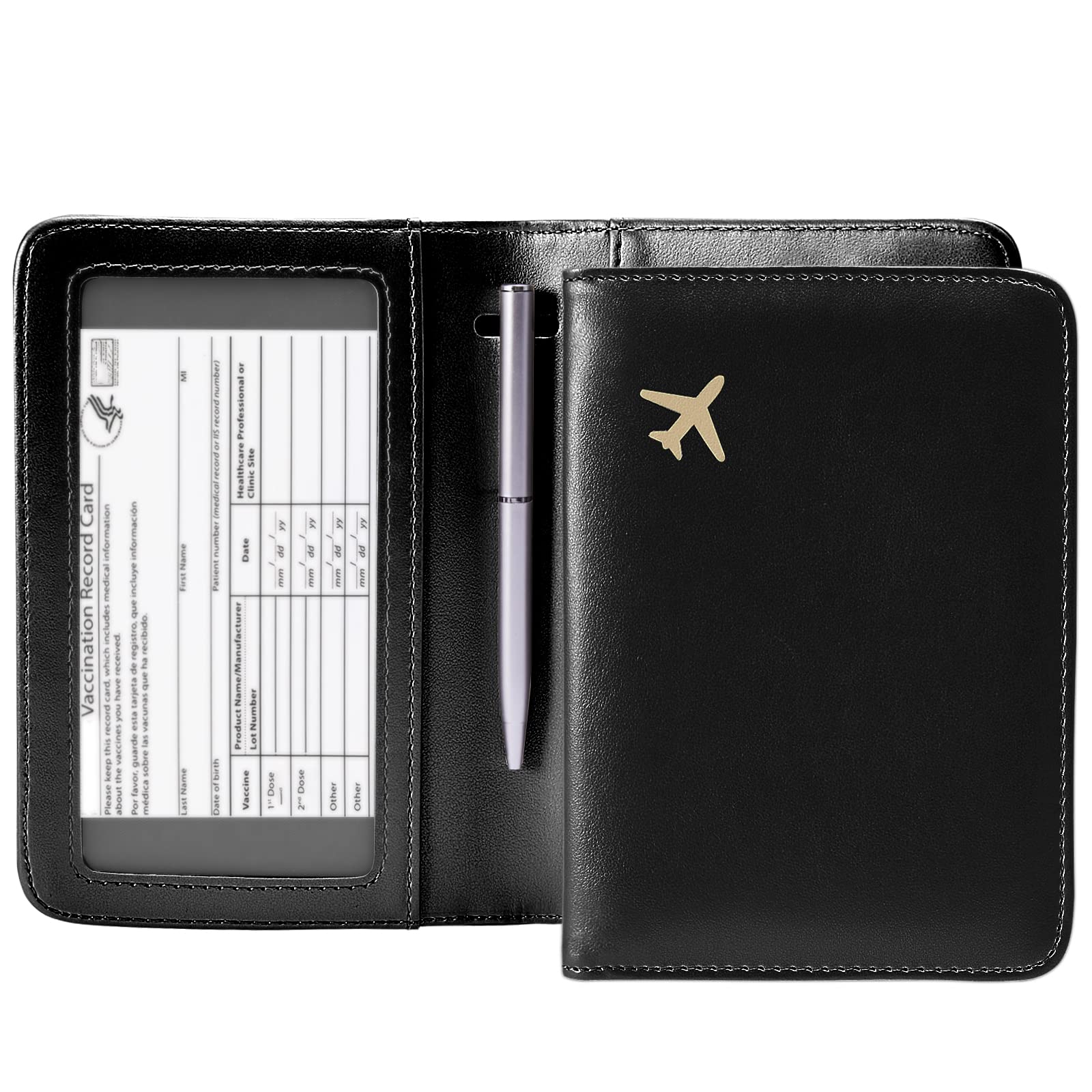 RFID Blocking Passport Holder with Vaccine Card Slot - Travel Essentials for Women & Men - Fits 4.3