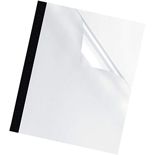 Fellowes Thermal Presentation Covers - 3/8 Inch Clear Front with Linen Textured Black Back - 10-Pack (5256101) - Perfect for Business Reports, School Projects & Professional Document Protection