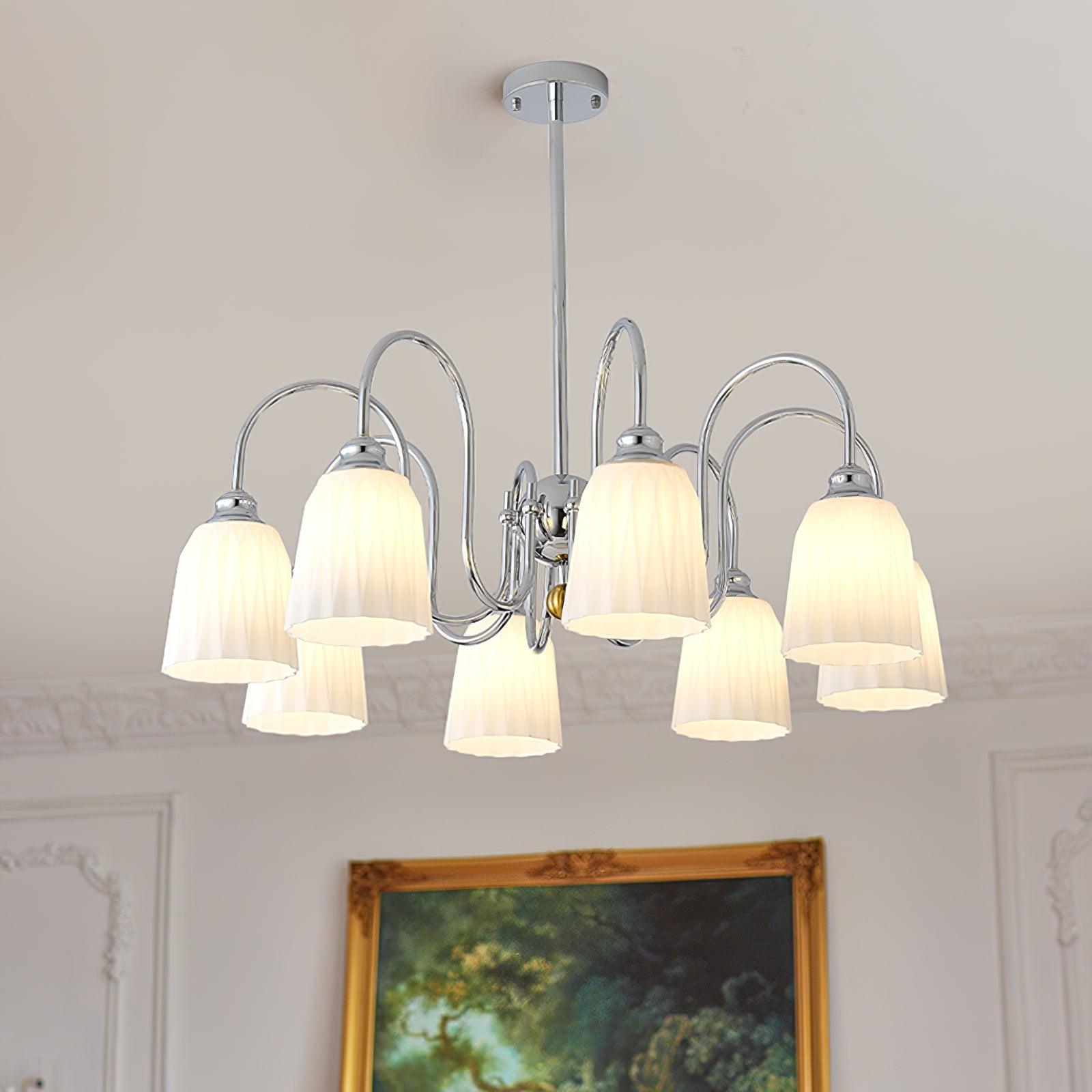 Bauhaus Style Pleated Chandelier - Modern Geometric Pendant Light for Dining Room, Living Room & Bedroom - Elegant Home Decor Lighting Fixture